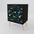 FOWL ORNAMENT 1-Door Sideboard in Black Finish
