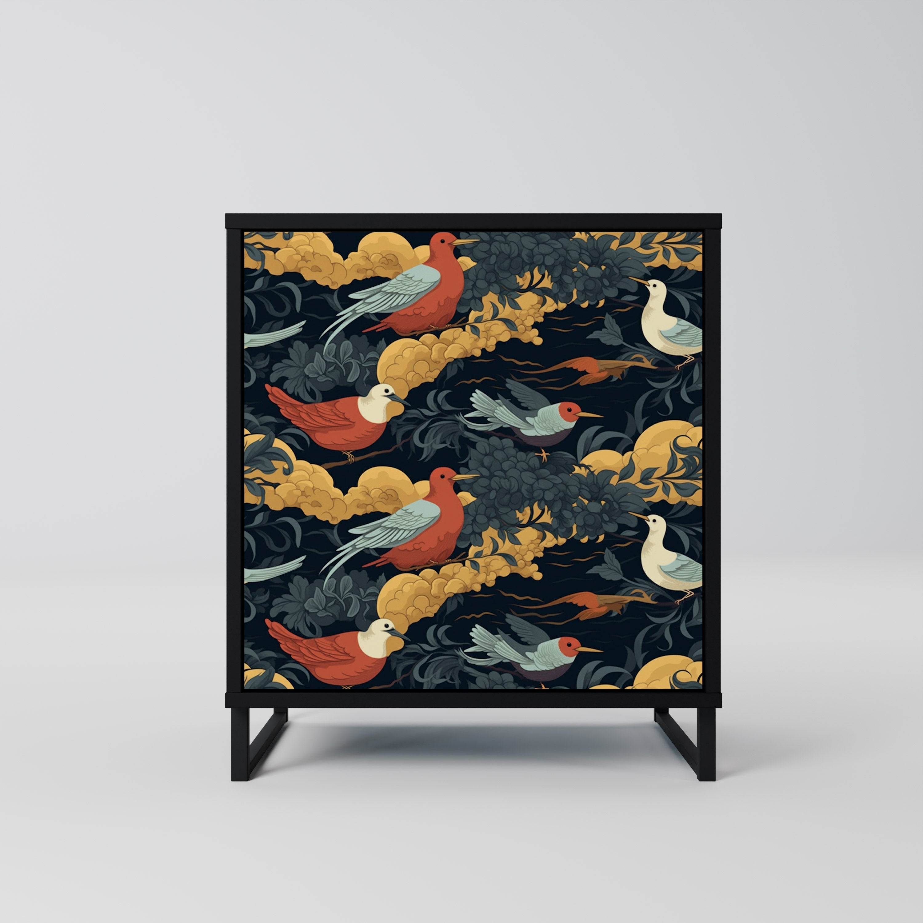 FOWLY DAZE Aparador de 1 Porta em Acabamento Preto