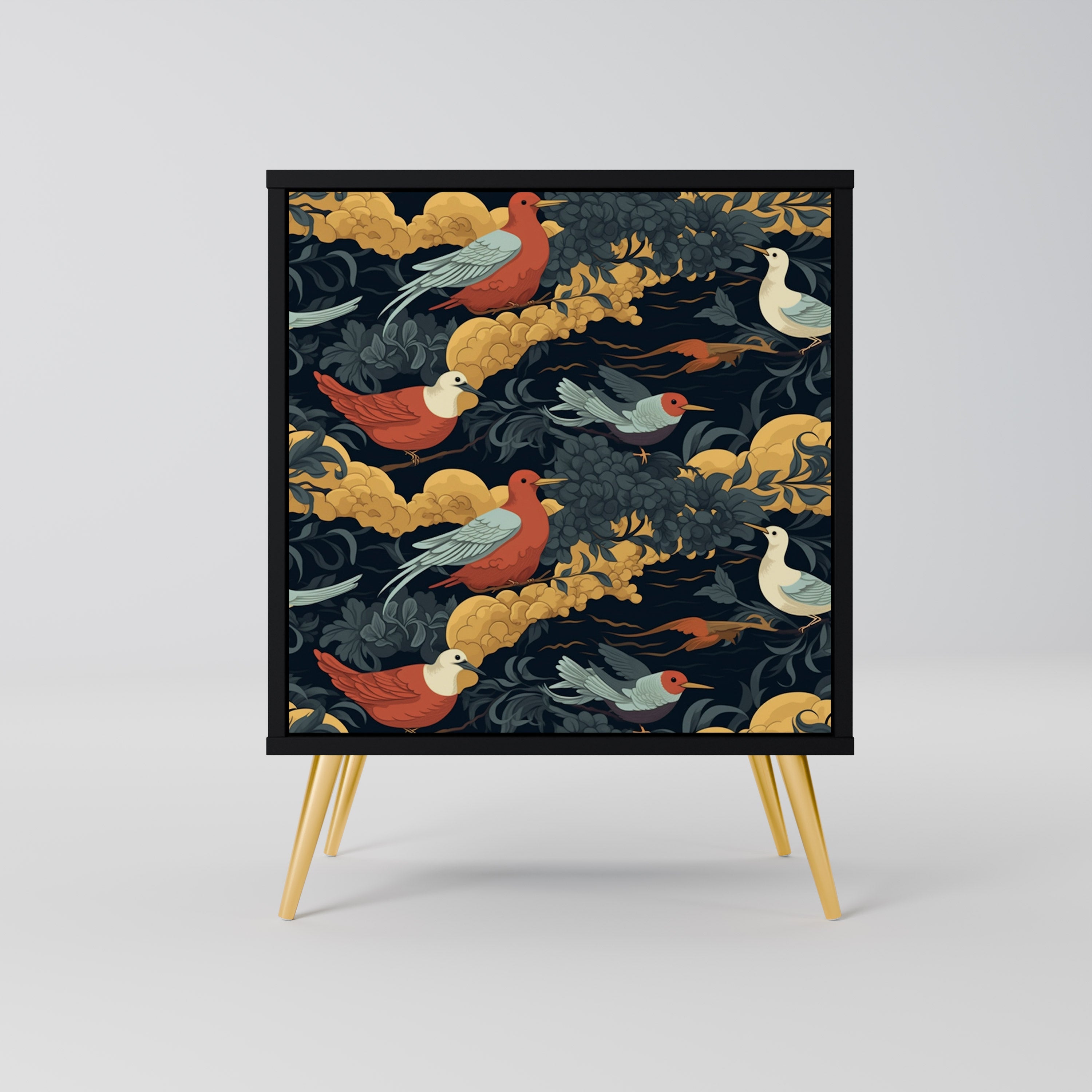 FOWLY DAZE Aparador de 1 Porta em Acabamento Preto