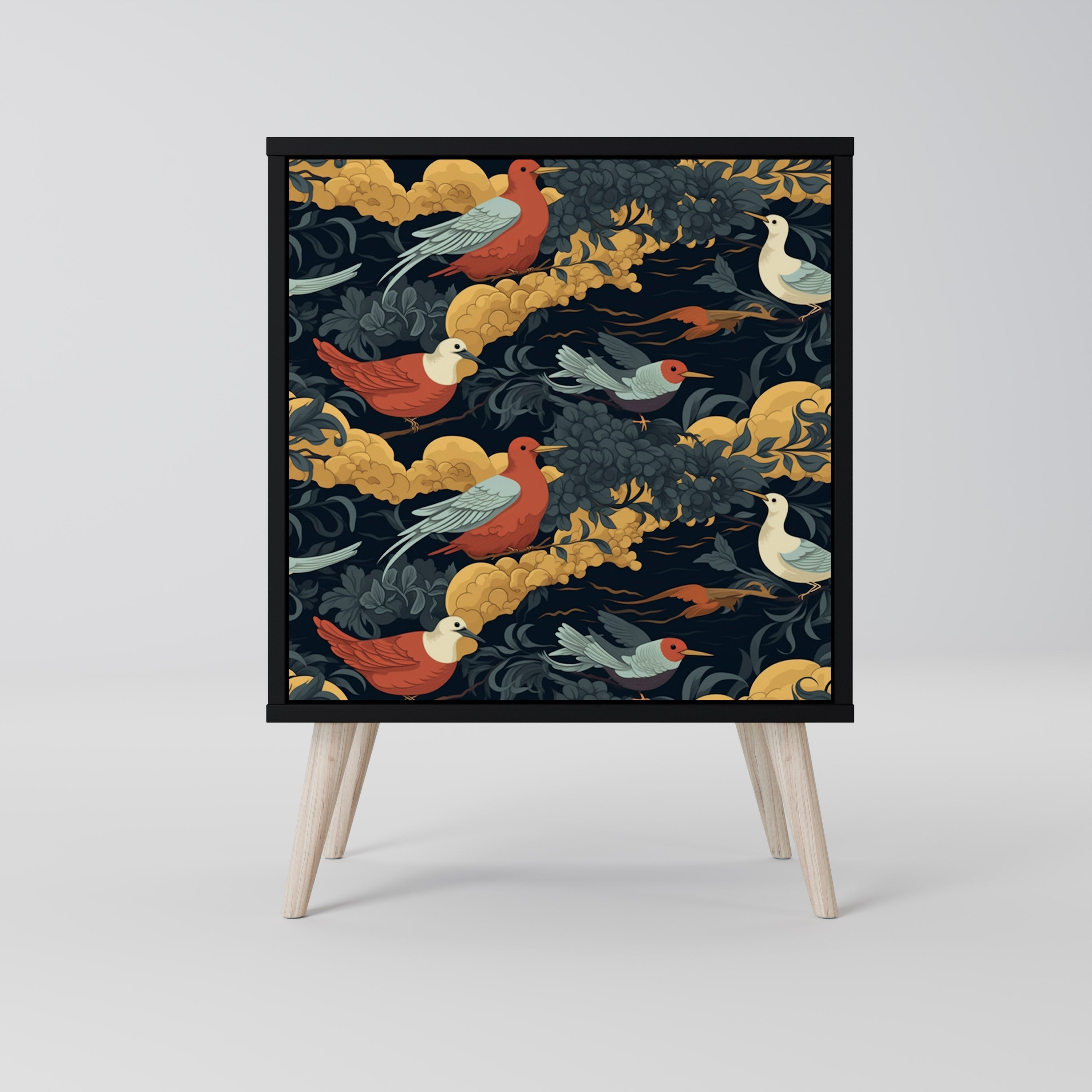 FOWLY DAZE Aparador de 1 Porta em Acabamento Preto