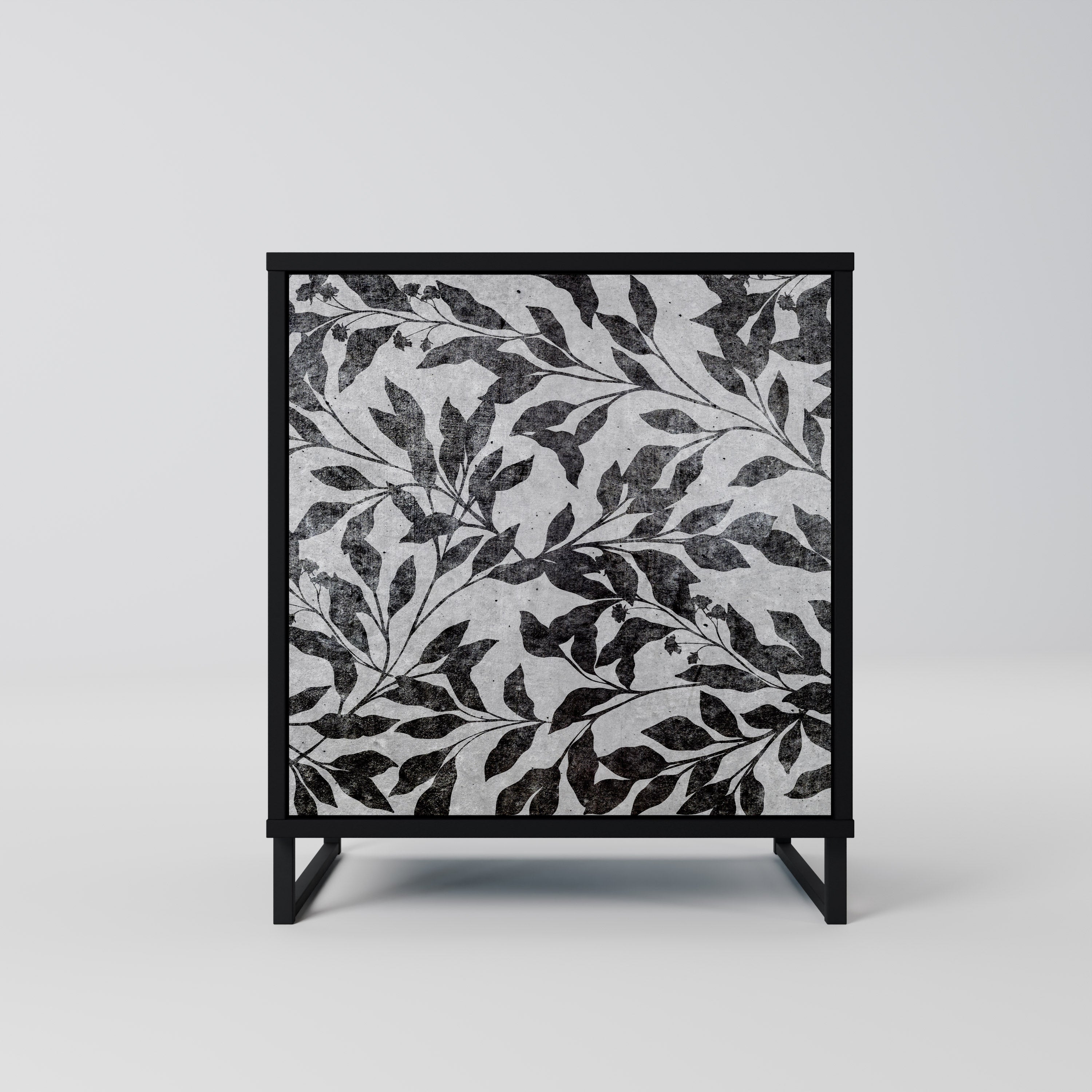 CHARCOAL SPROUT Aparador de 1 Porta em Acabamento Preto