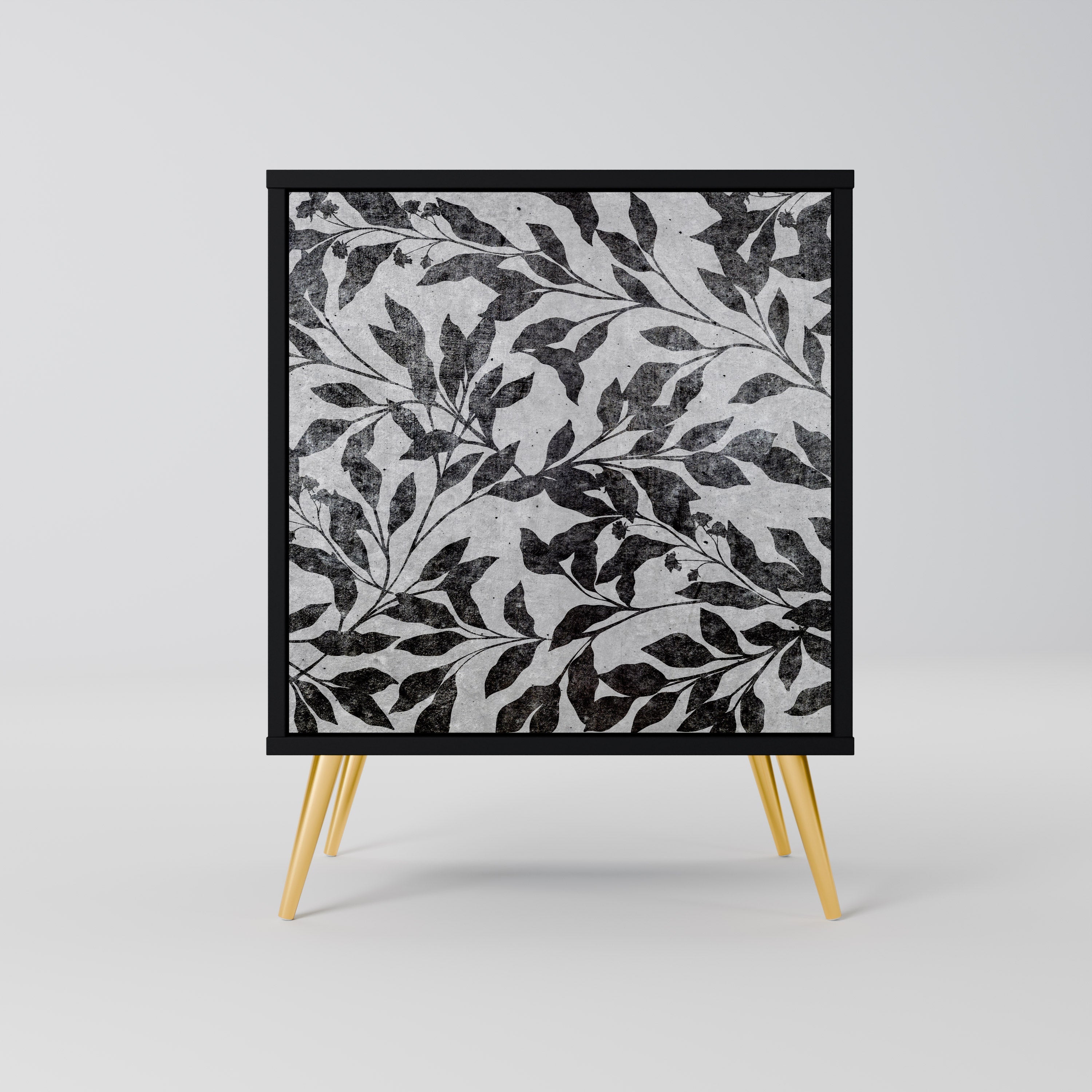 CHARCOAL SPROUT Aparador de 1 Porta em Acabamento Preto