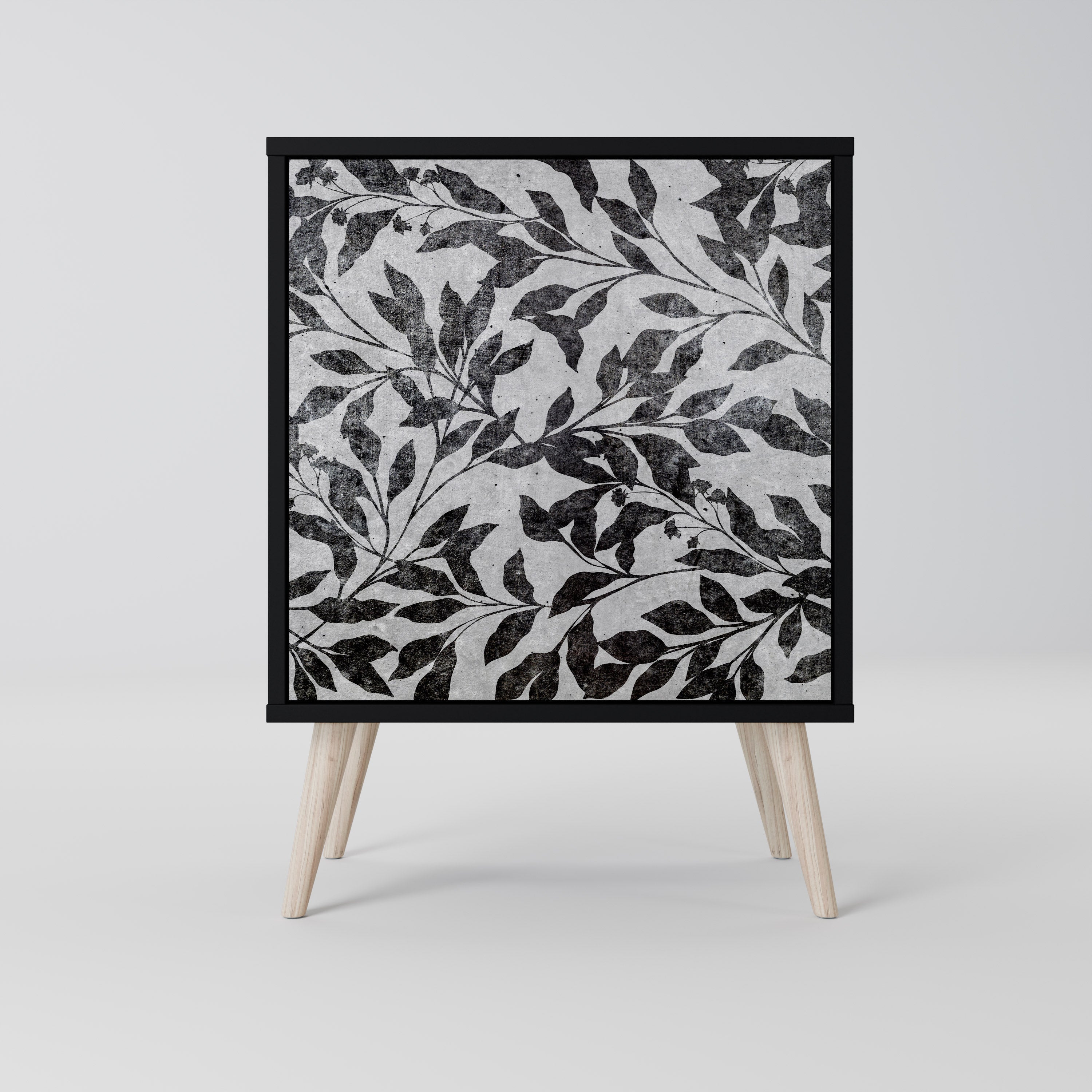 CHARCOAL SPROUT Aparador de 1 Porta em Acabamento Preto