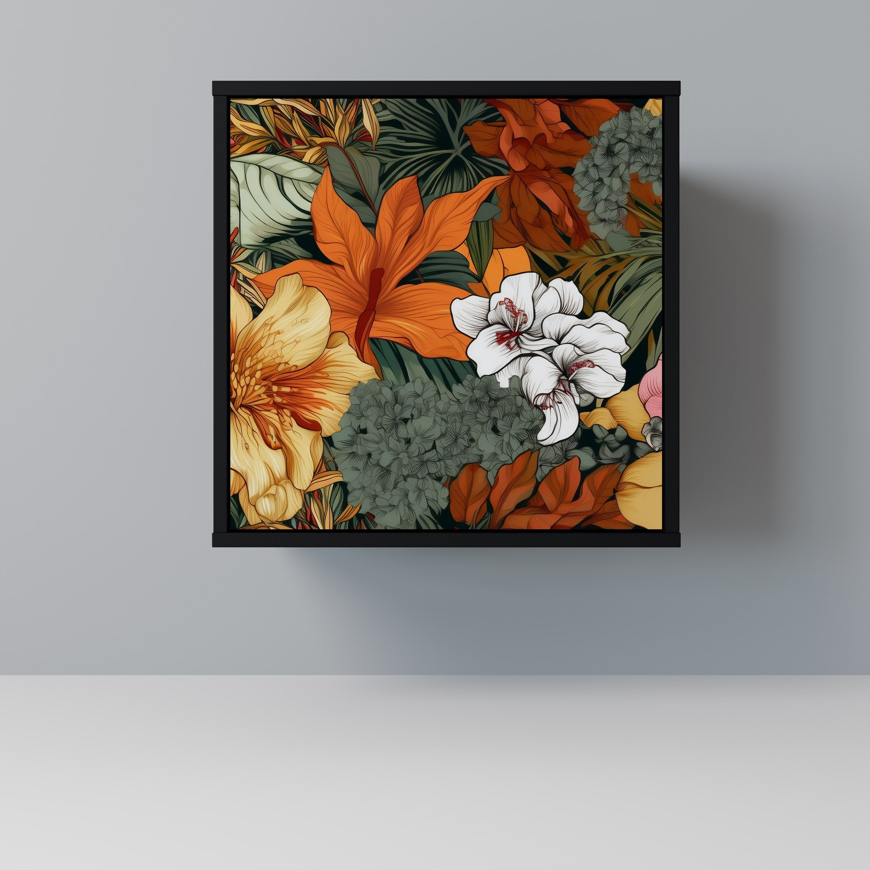 RADIANT FLORA Aparador de 1 Porta em Acabamento Preto