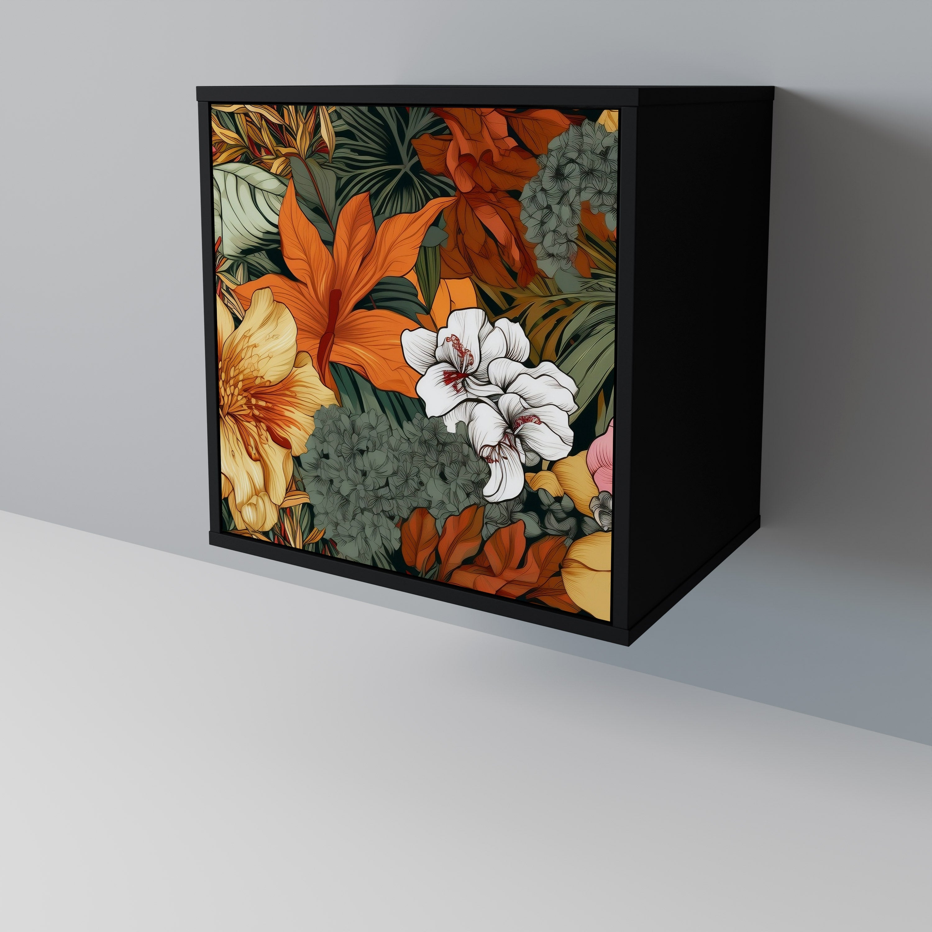 RADIANT FLORA Aparador de 1 Porta em Acabamento Preto