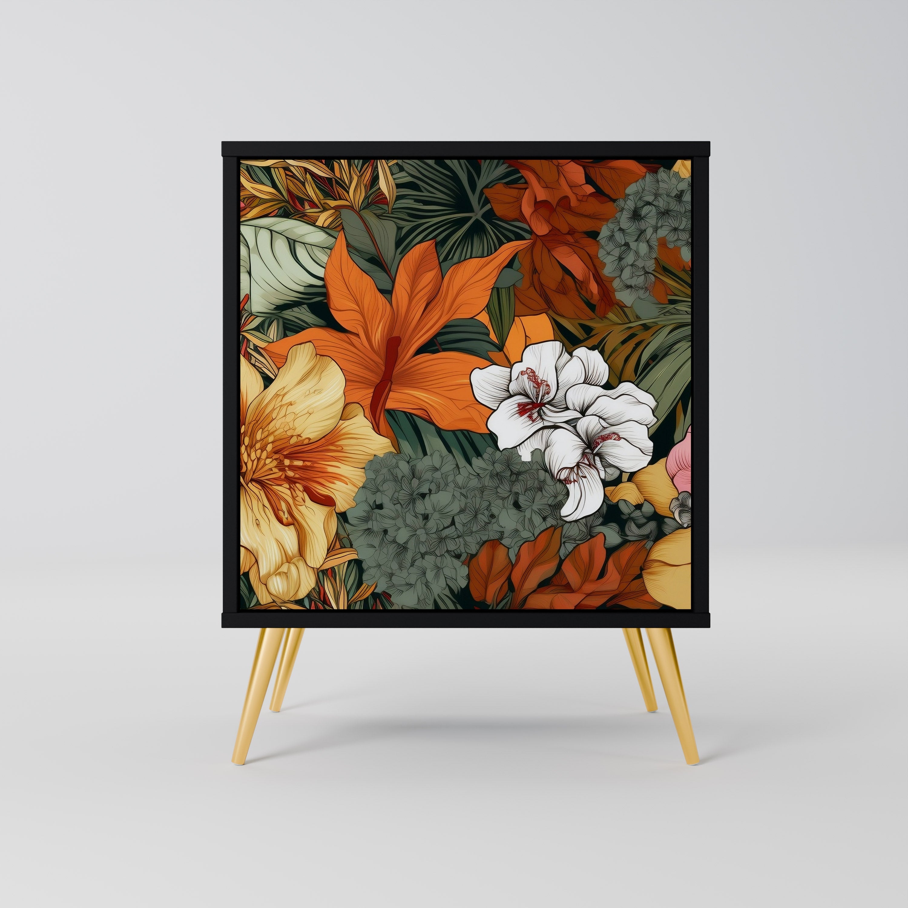 RADIANT FLORA Aparador de 1 Porta em Acabamento Preto