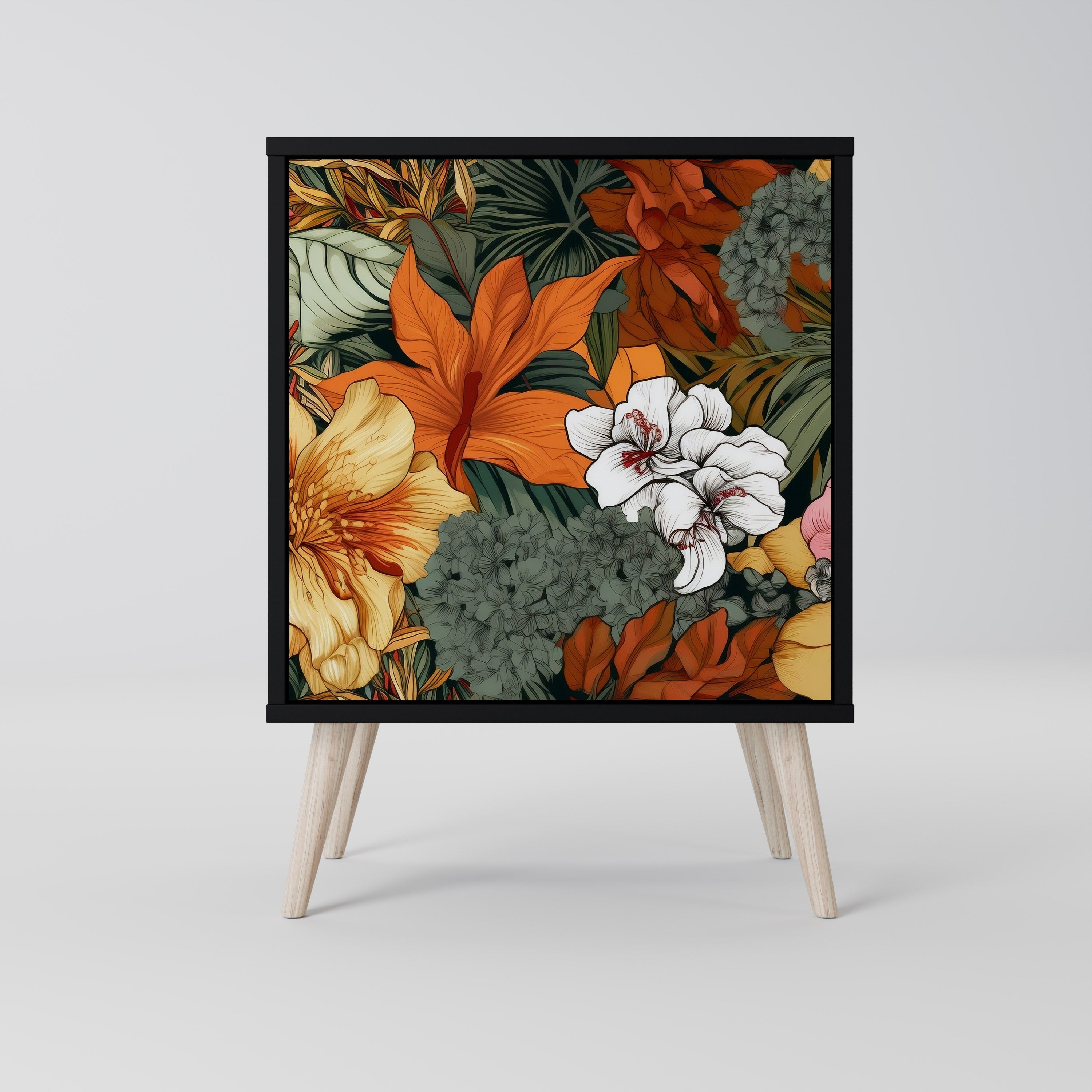 RADIANT FLORA Aparador de 1 Porta em Acabamento Preto