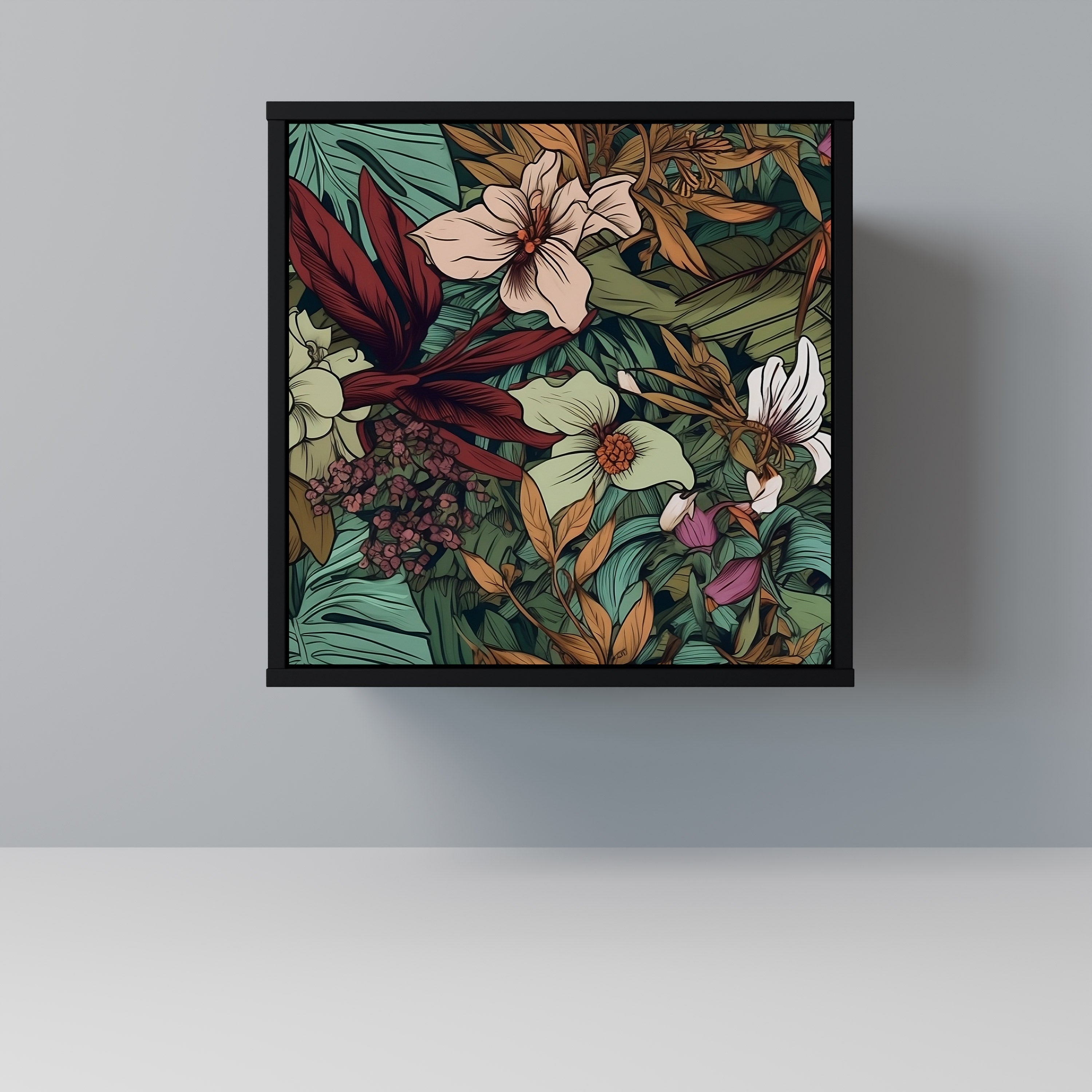 BOTANICAL EMERGENCE Aparador de 1 Porta em Acabamento Preto