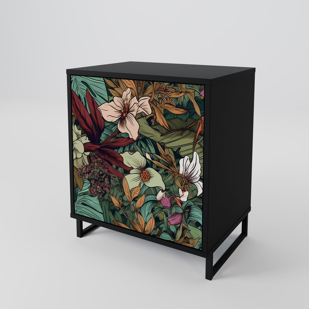 BOTANICAL EMERGENCE 1-Door Sideboard in Black Finish