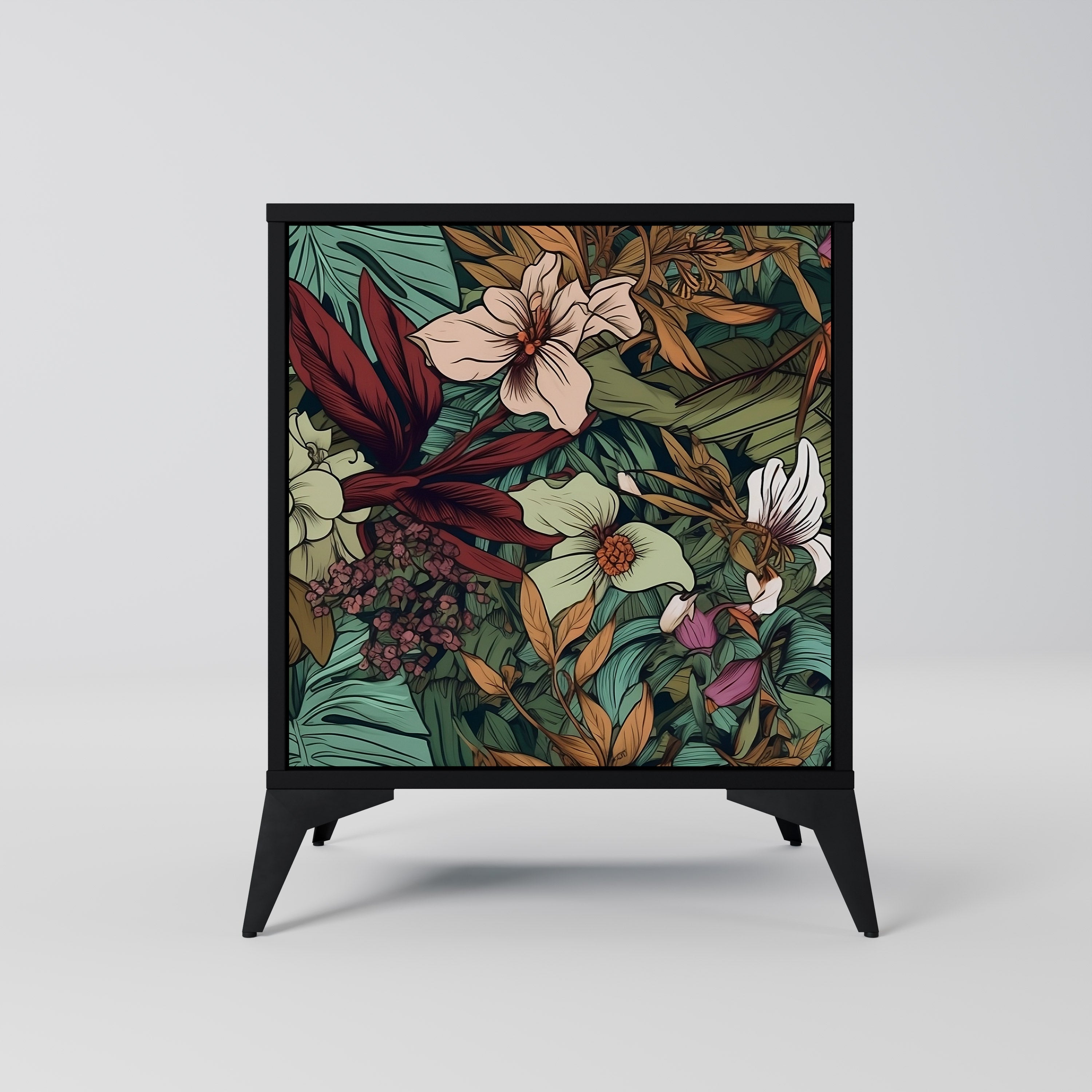 BOTANICAL EMERGENCE Aparador de 1 Porta em Acabamento Preto