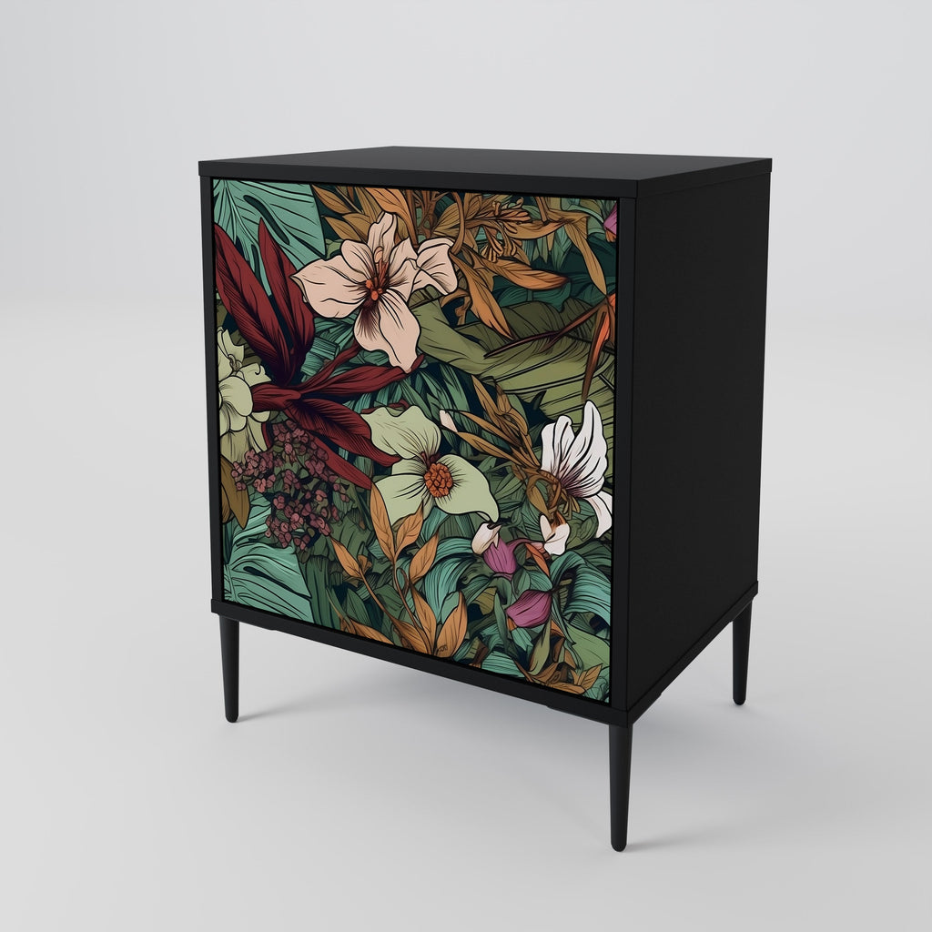BOTANICAL EMERGENCE 1-Door Sideboard in Black Finish