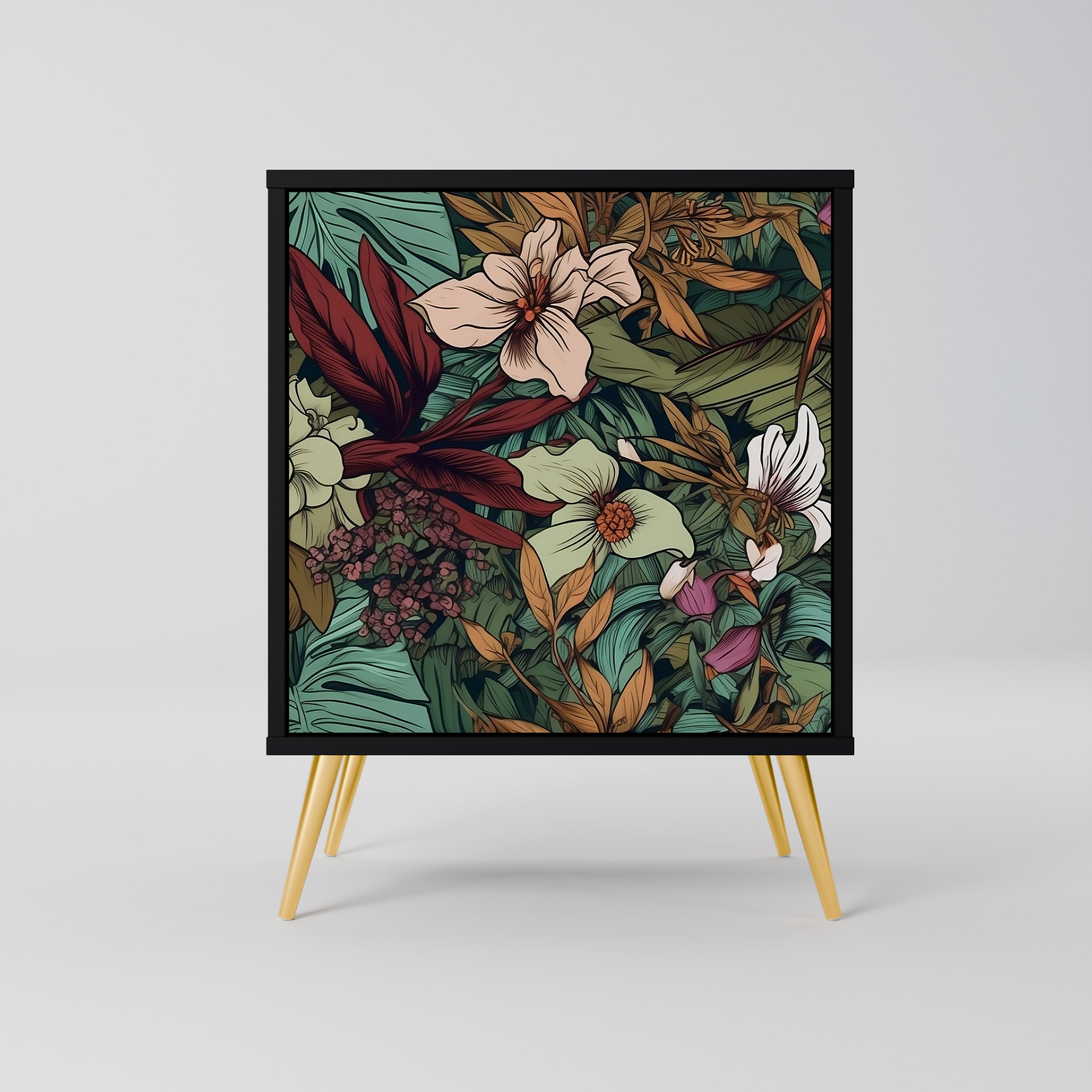 BOTANICAL EMERGENCE Aparador de 1 Porta em Acabamento Preto