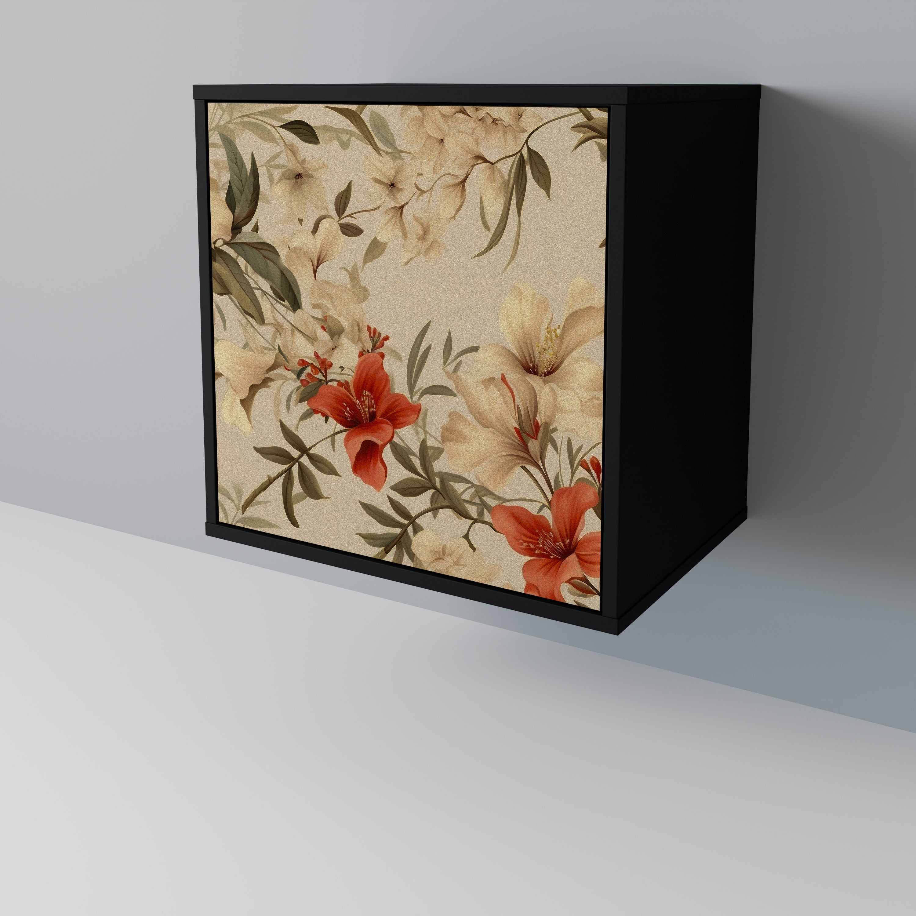 BLOOMING HARMONY Aparador de 1 Porta em Acabamento Preto