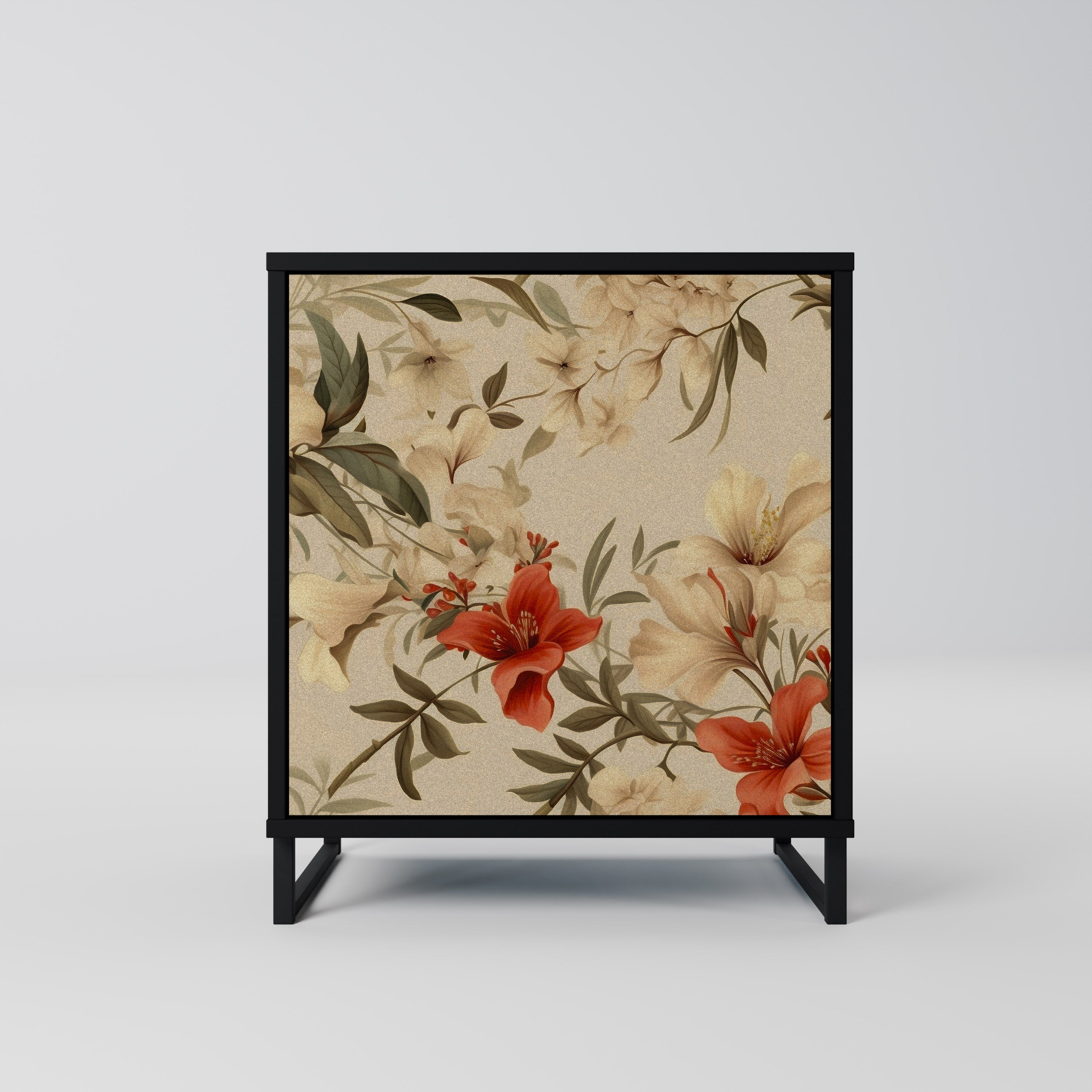 BLOOMING HARMONY Aparador de 1 Porta em Acabamento Preto