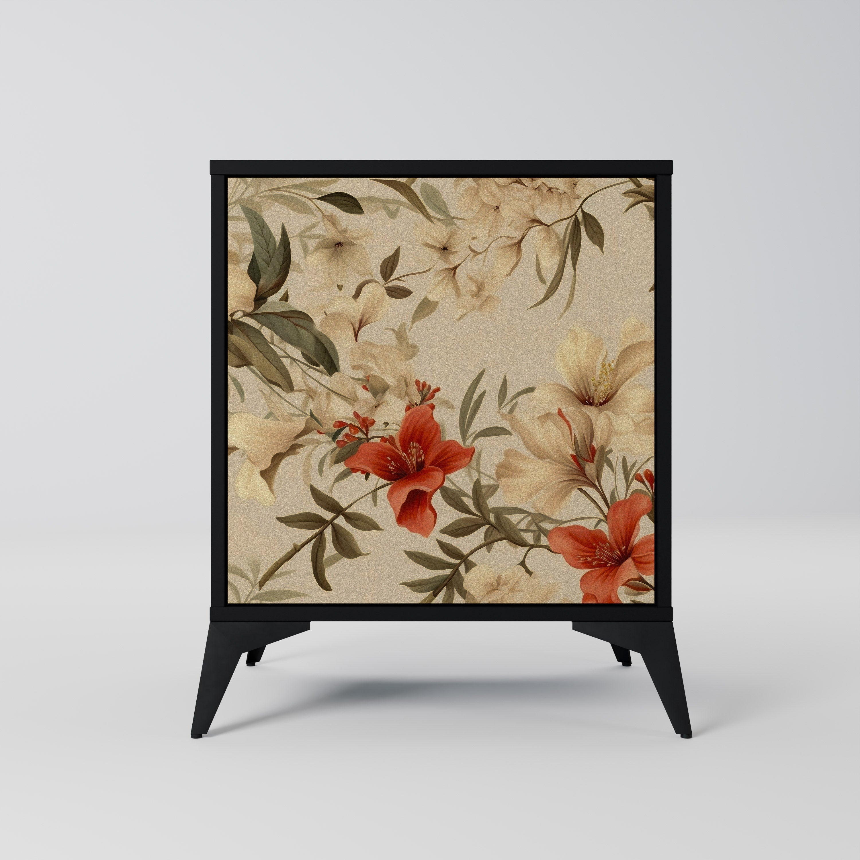 BLOOMING HARMONY Aparador de 1 Porta em Acabamento Preto