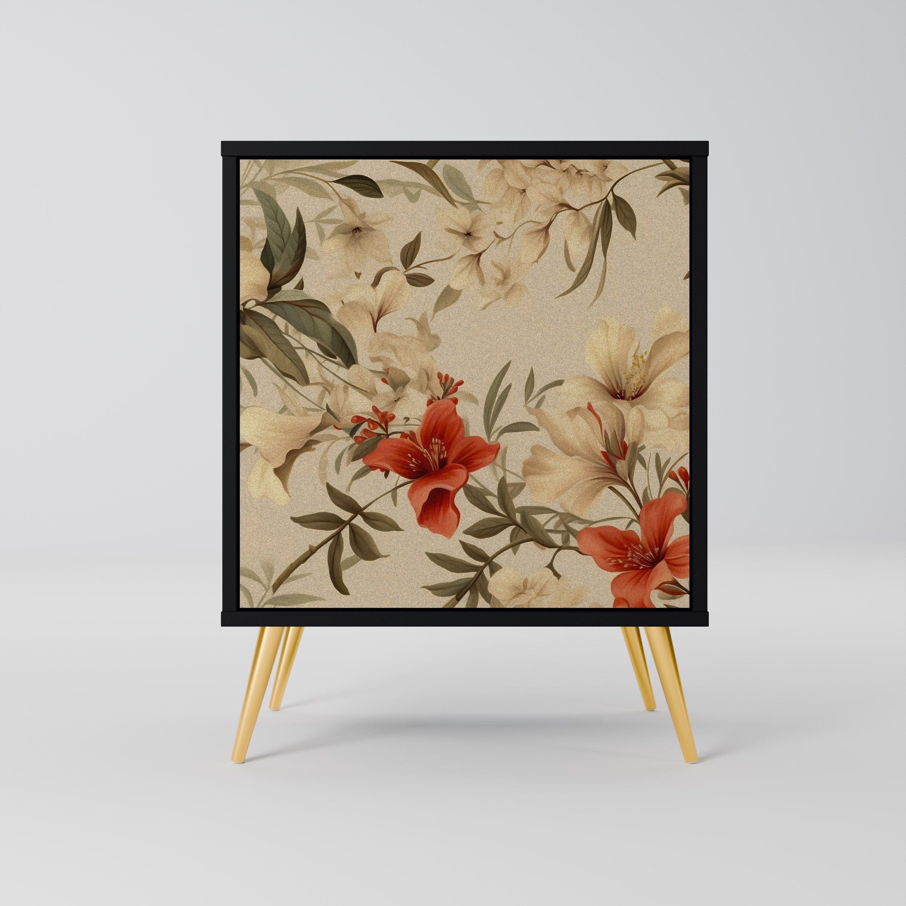 BLOOMING HARMONY Aparador de 1 Porta em Acabamento Preto