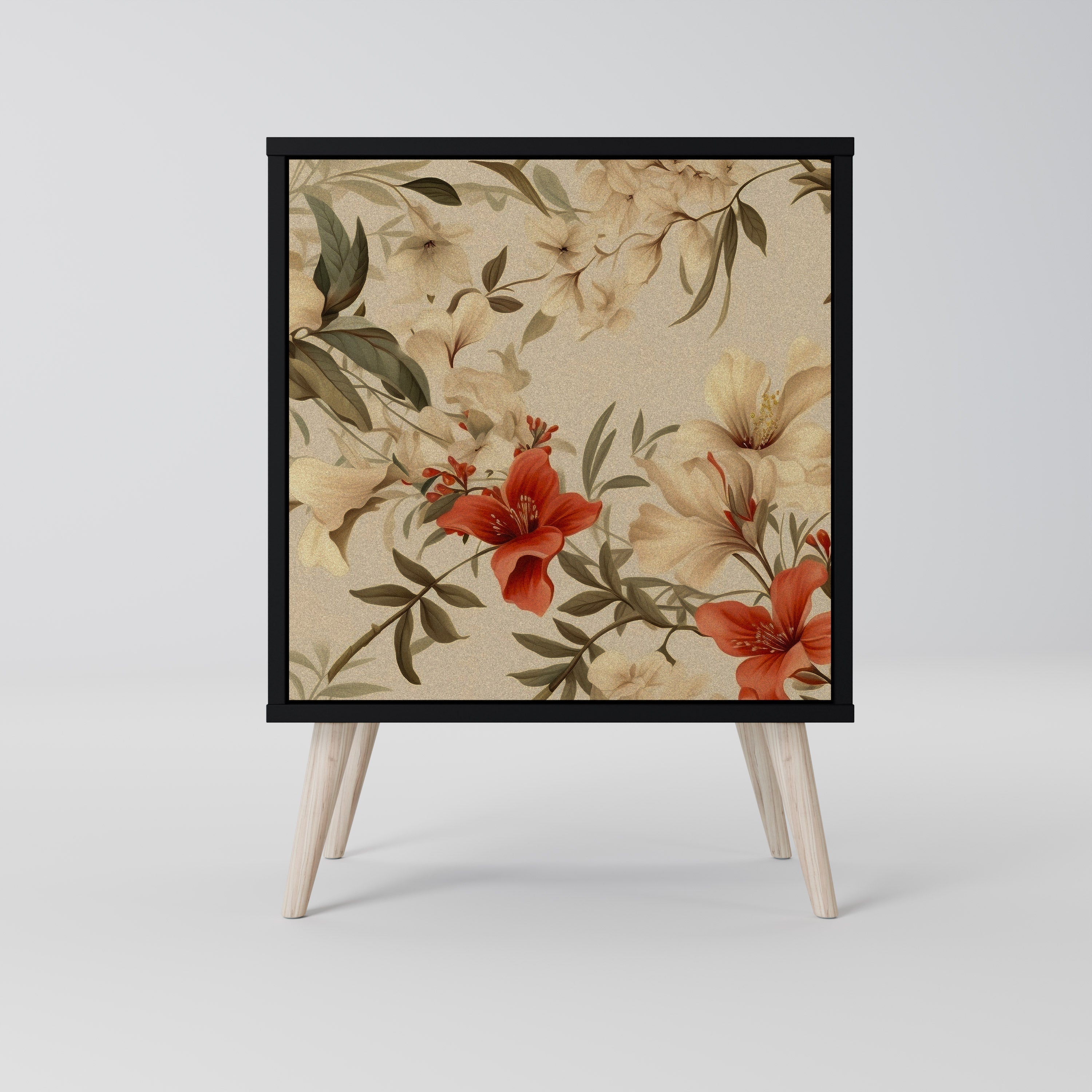 BLOOMING HARMONY Aparador de 1 Porta em Acabamento Preto