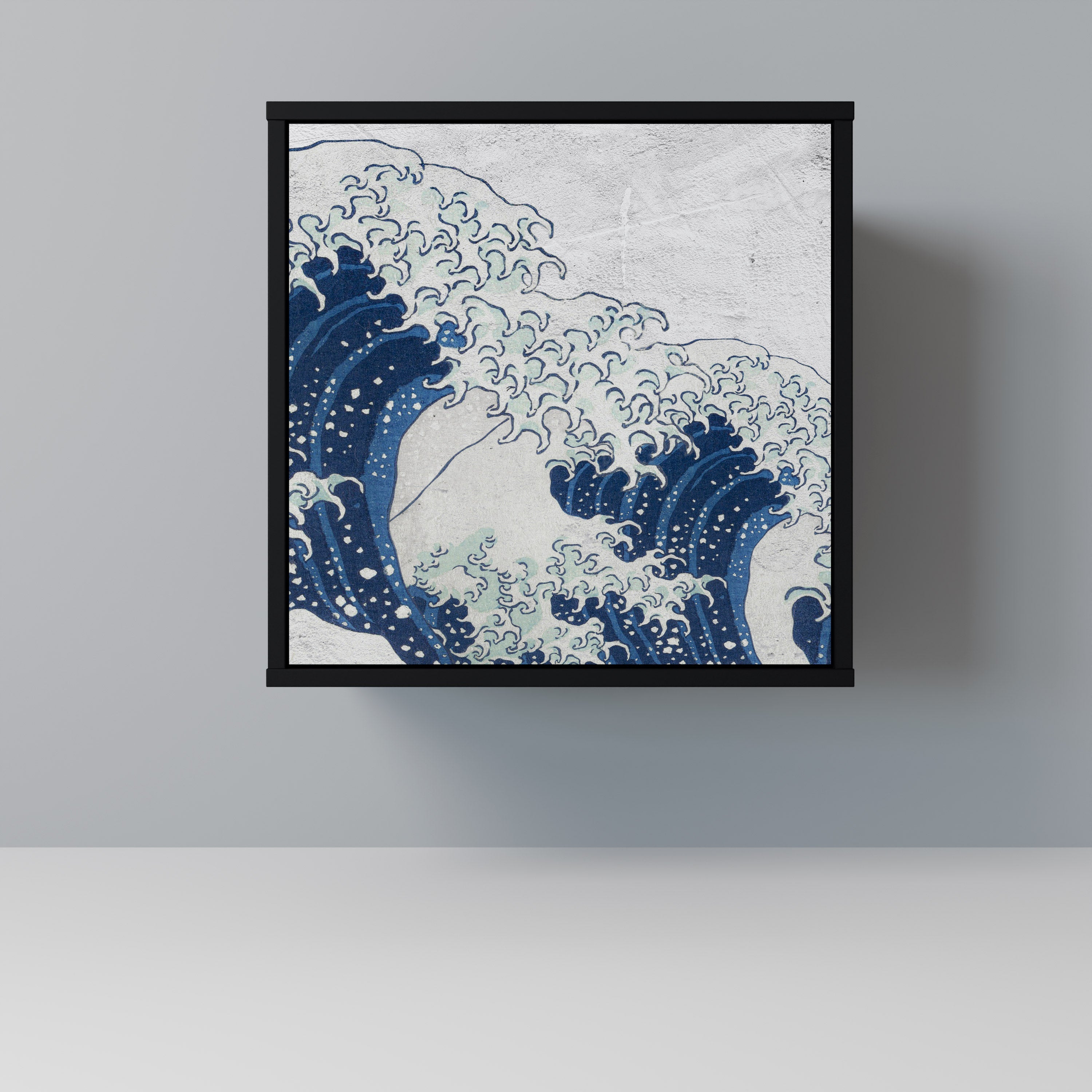THE GREAT WAVE AT KANAGAWA Aparador de 1 Porta em Acabamento Preto