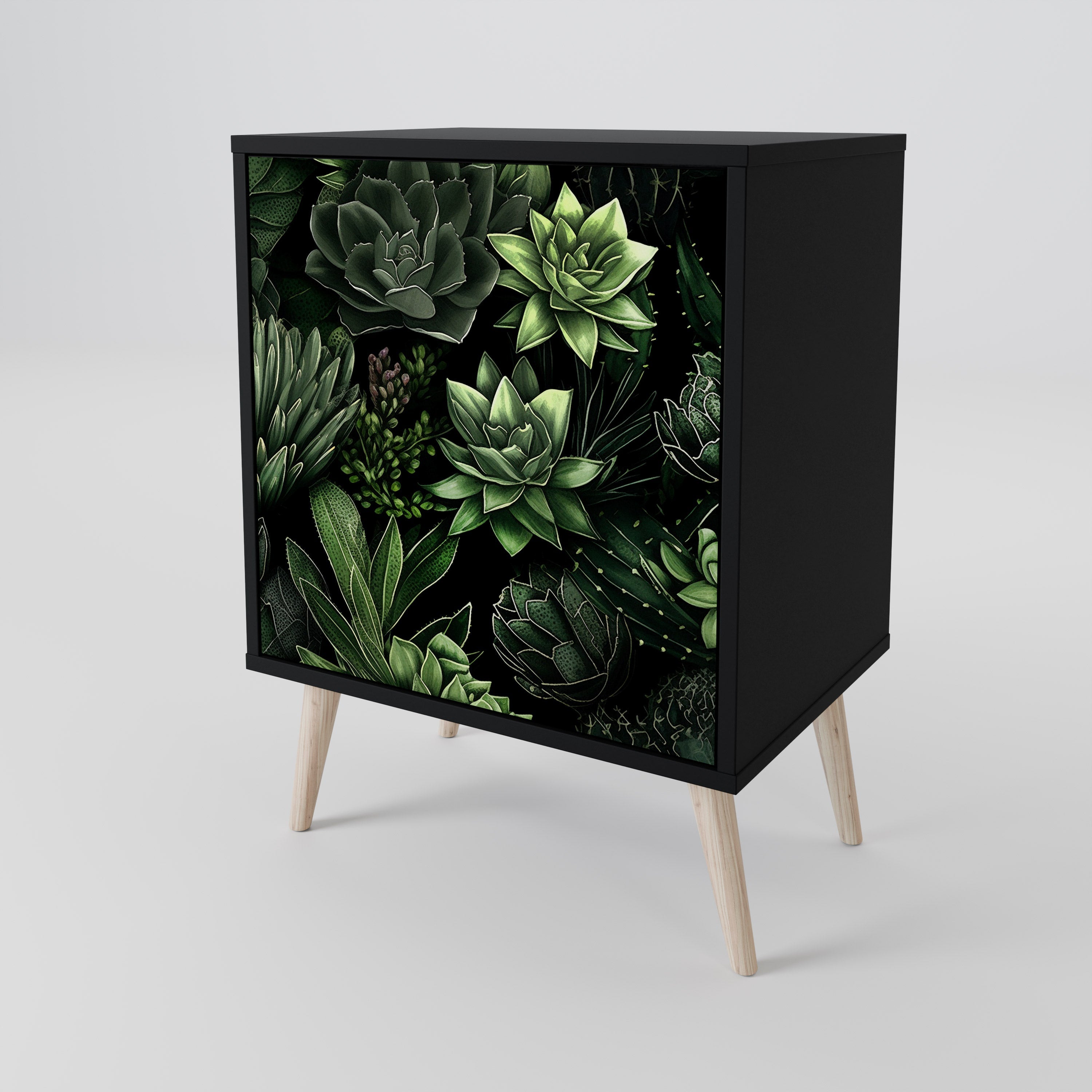 SUCCULENT JUNGLE 1-Door Sideboard in Black Finish