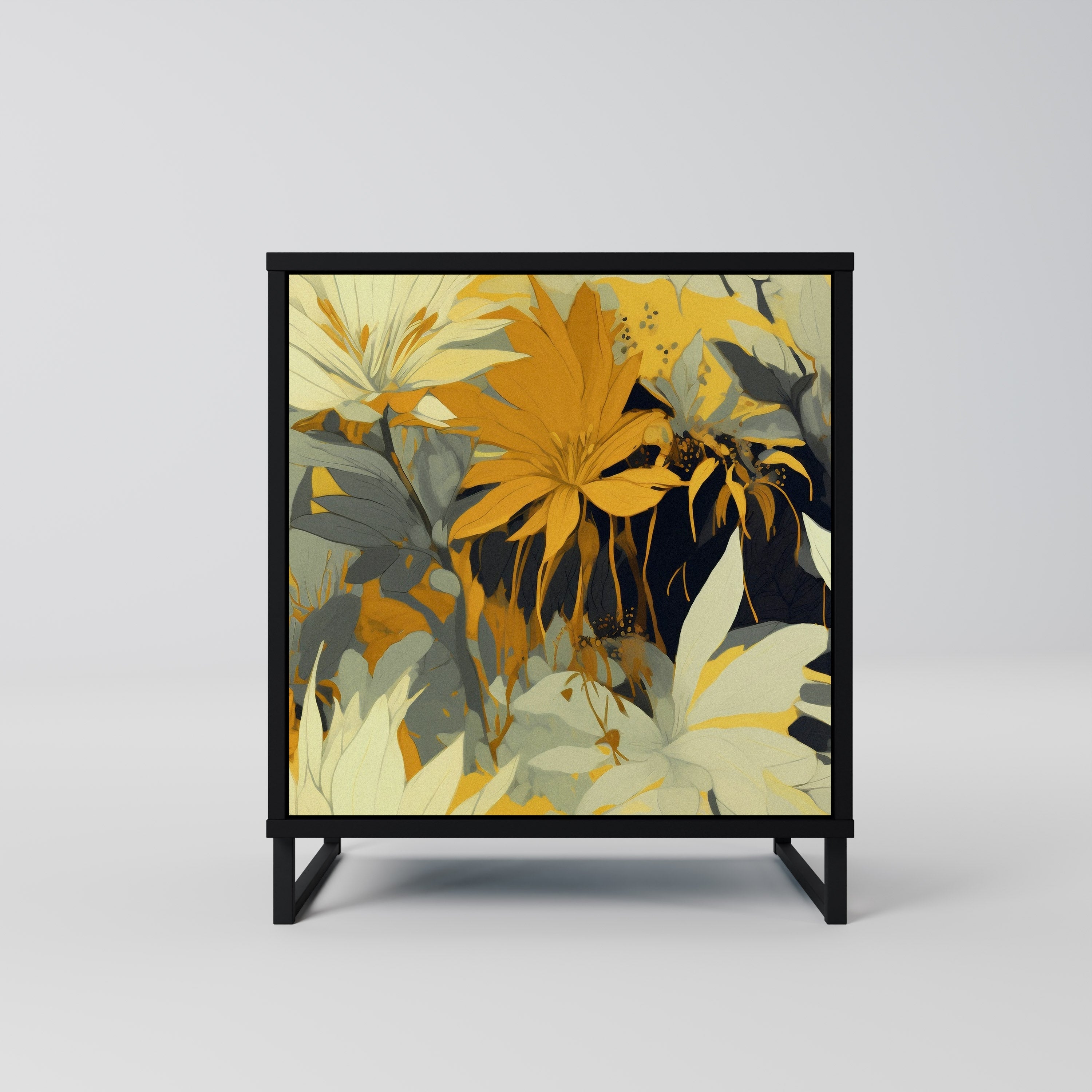 SUNKISSED LILY Aparador de 1 Porta em Acabamento Preto