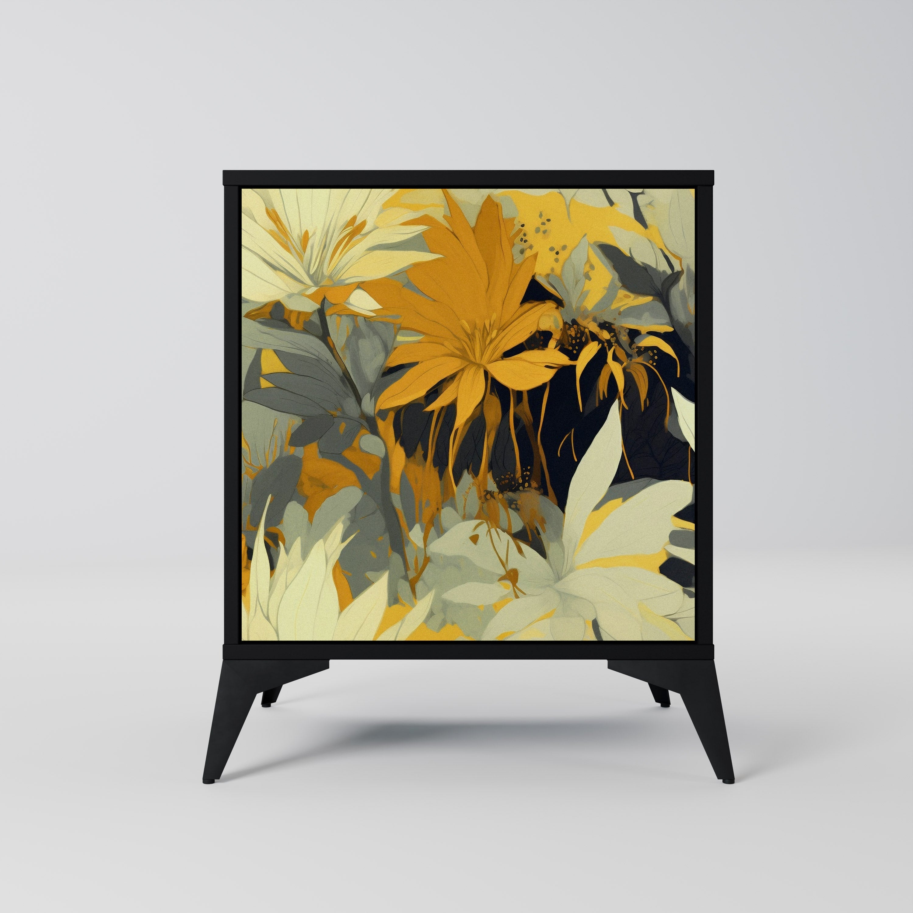 SUNKISSED LILY Aparador de 1 Porta em Acabamento Preto