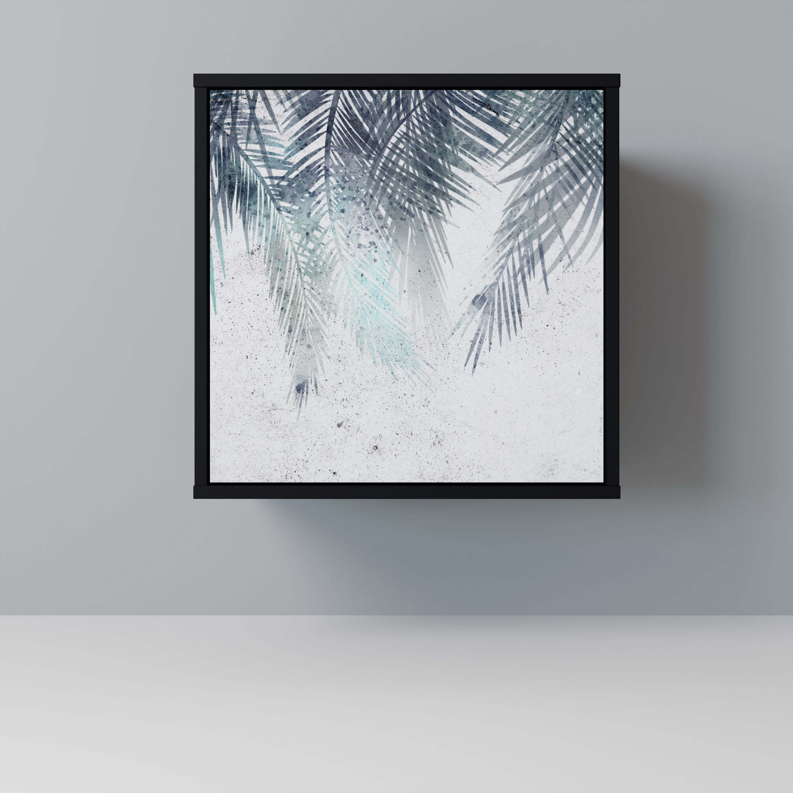 PALM VEIL Aparador de 1 Porta em Acabamento Preto