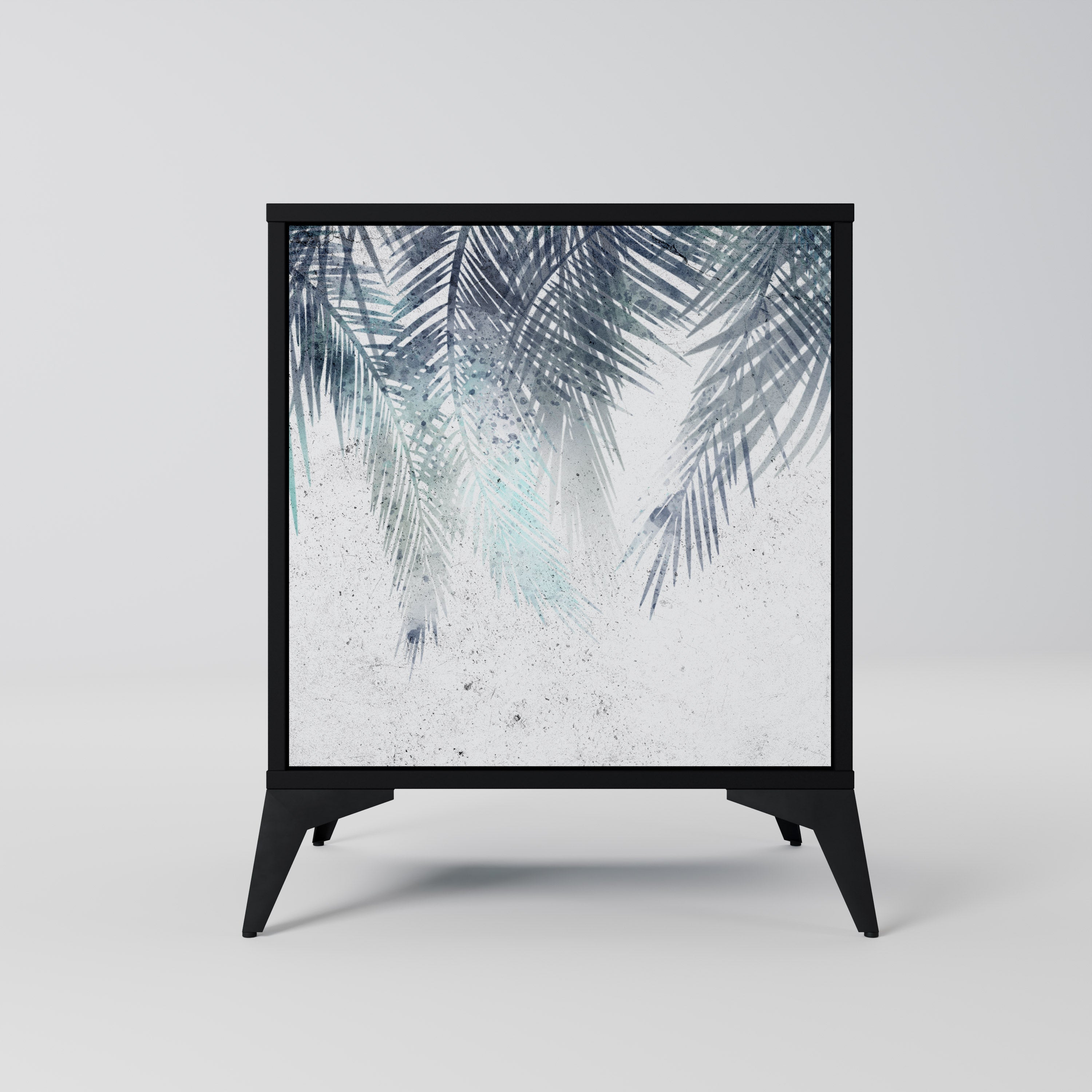 PALM VEIL Aparador de 1 Porta em Acabamento Preto