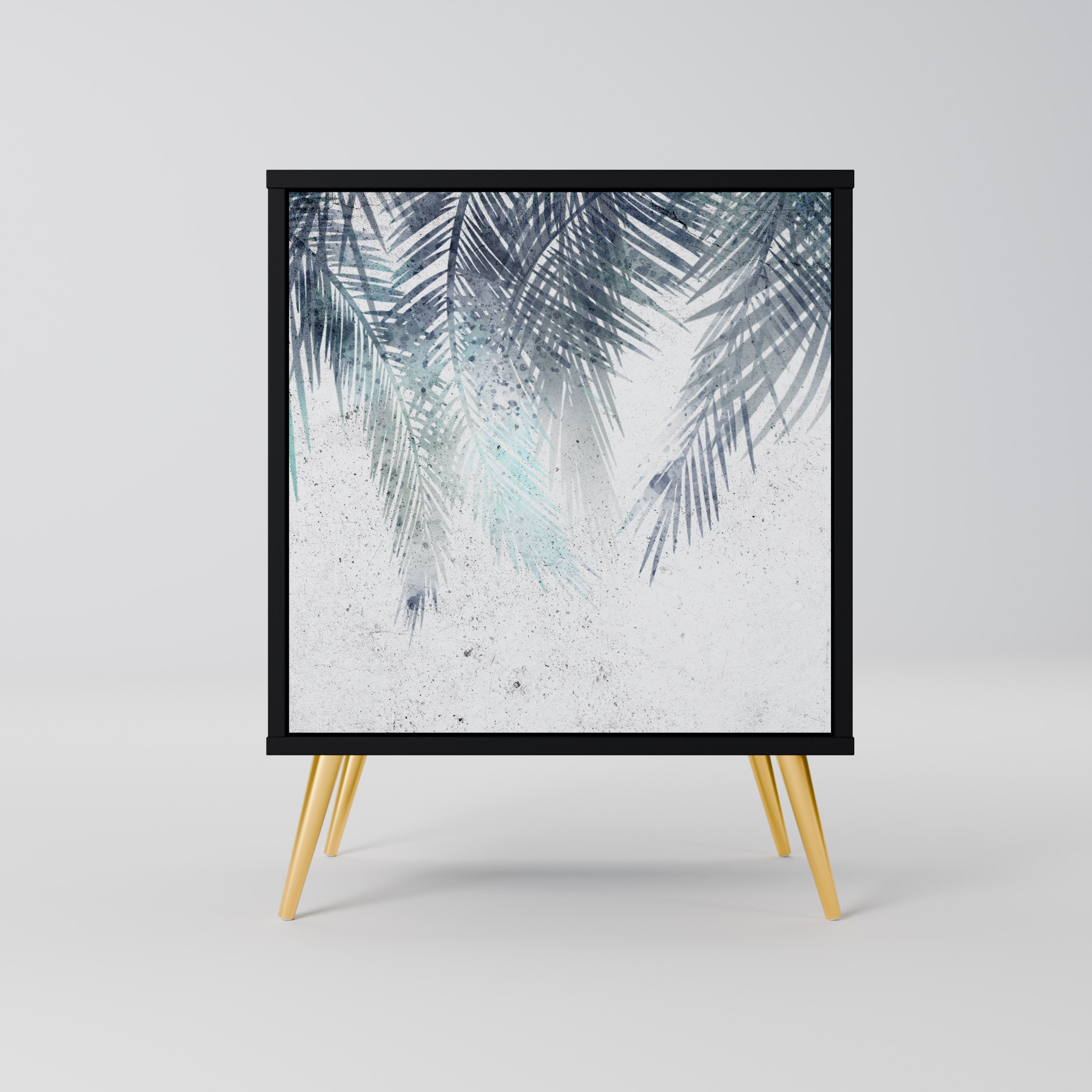 PALM VEIL Aparador de 1 Porta em Acabamento Preto