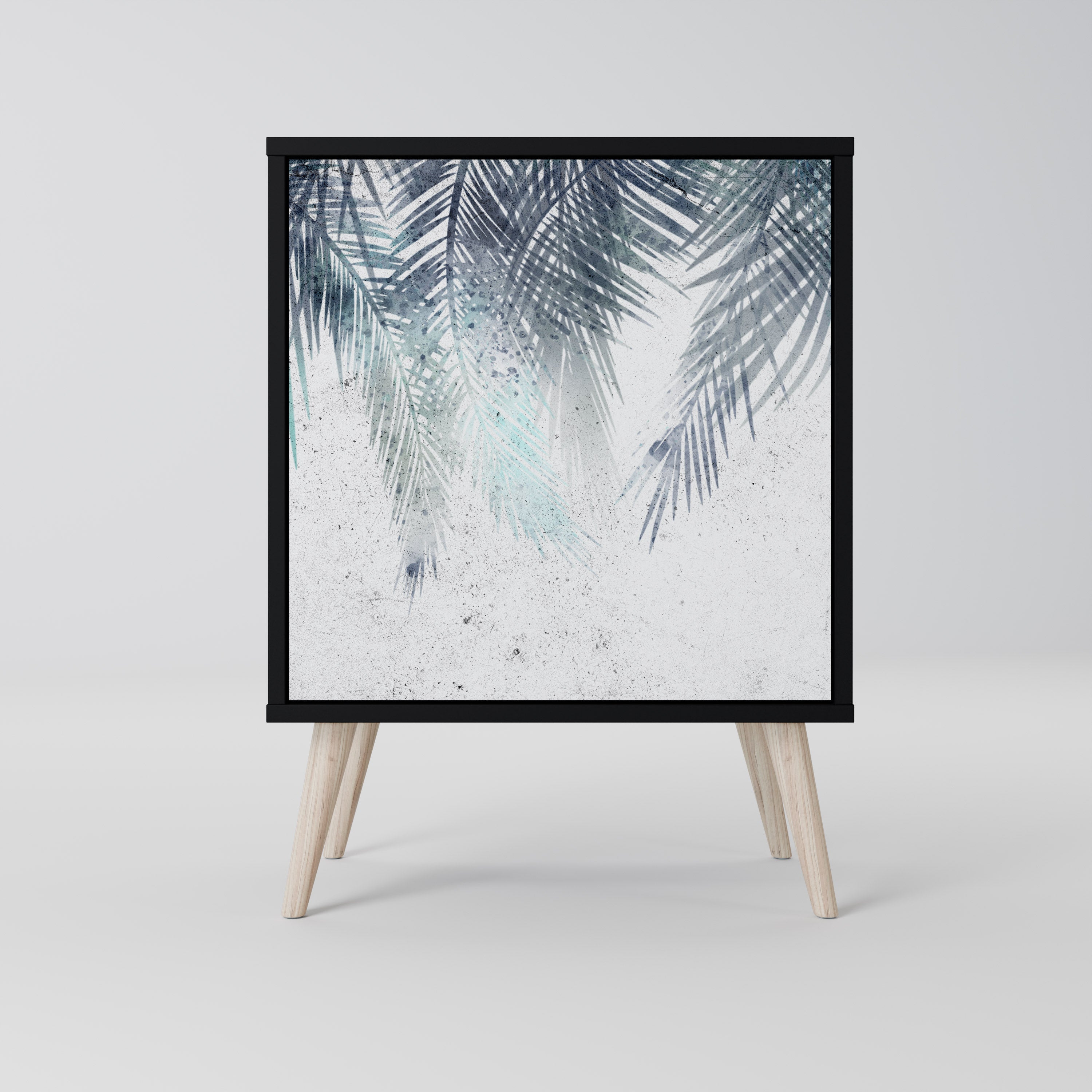 PALM VEIL Aparador de 1 Porta em Acabamento Preto