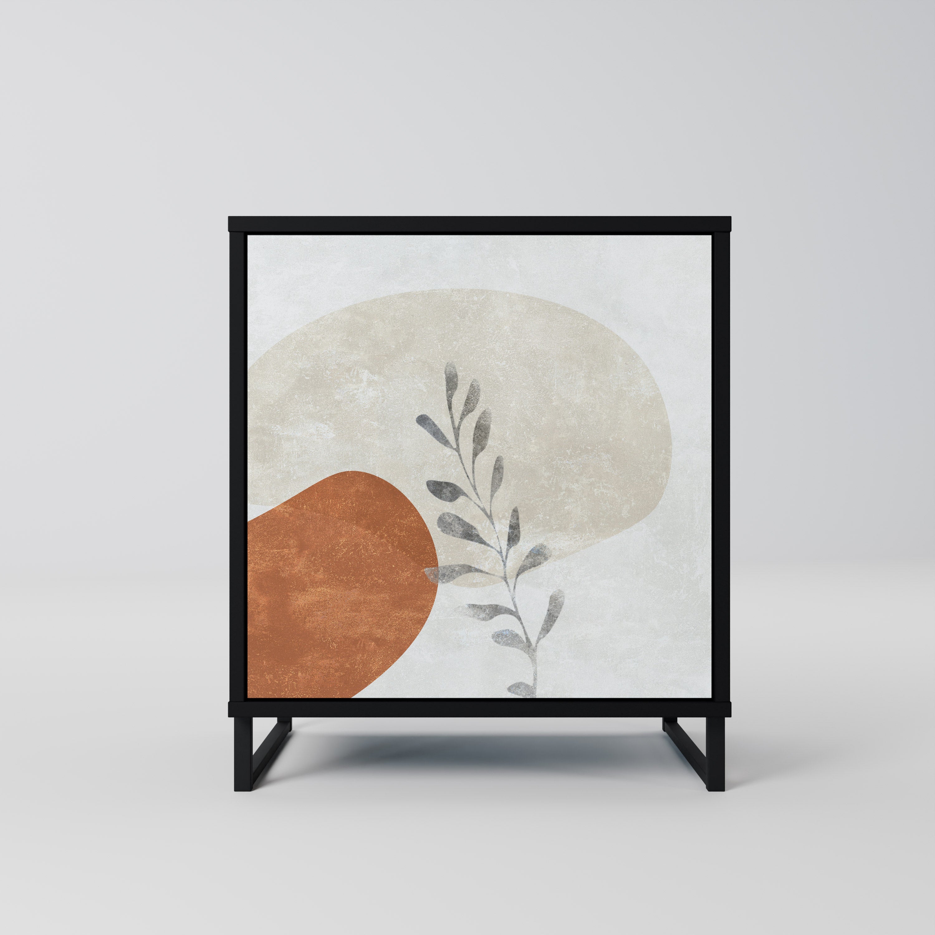 TRANQUIL TWIG Aparador de 1 Porta em Acabamento Preto