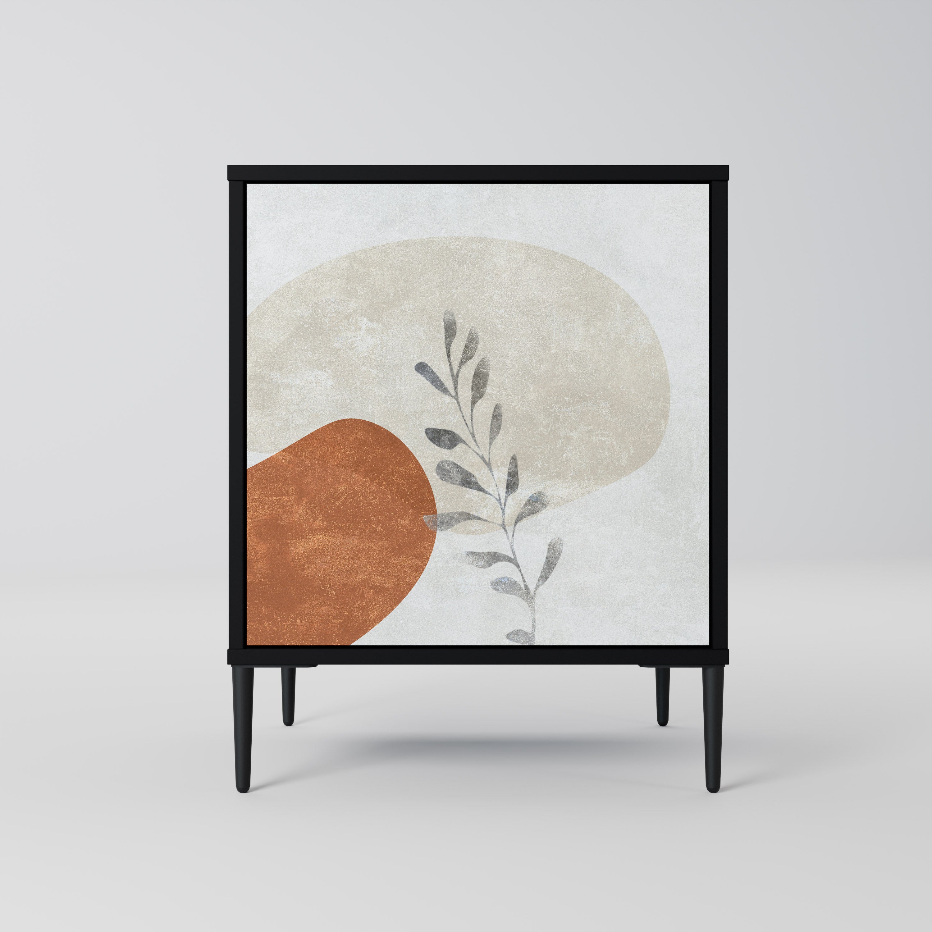 TRANQUIL TWIG Aparador de 1 Porta em Acabamento Preto