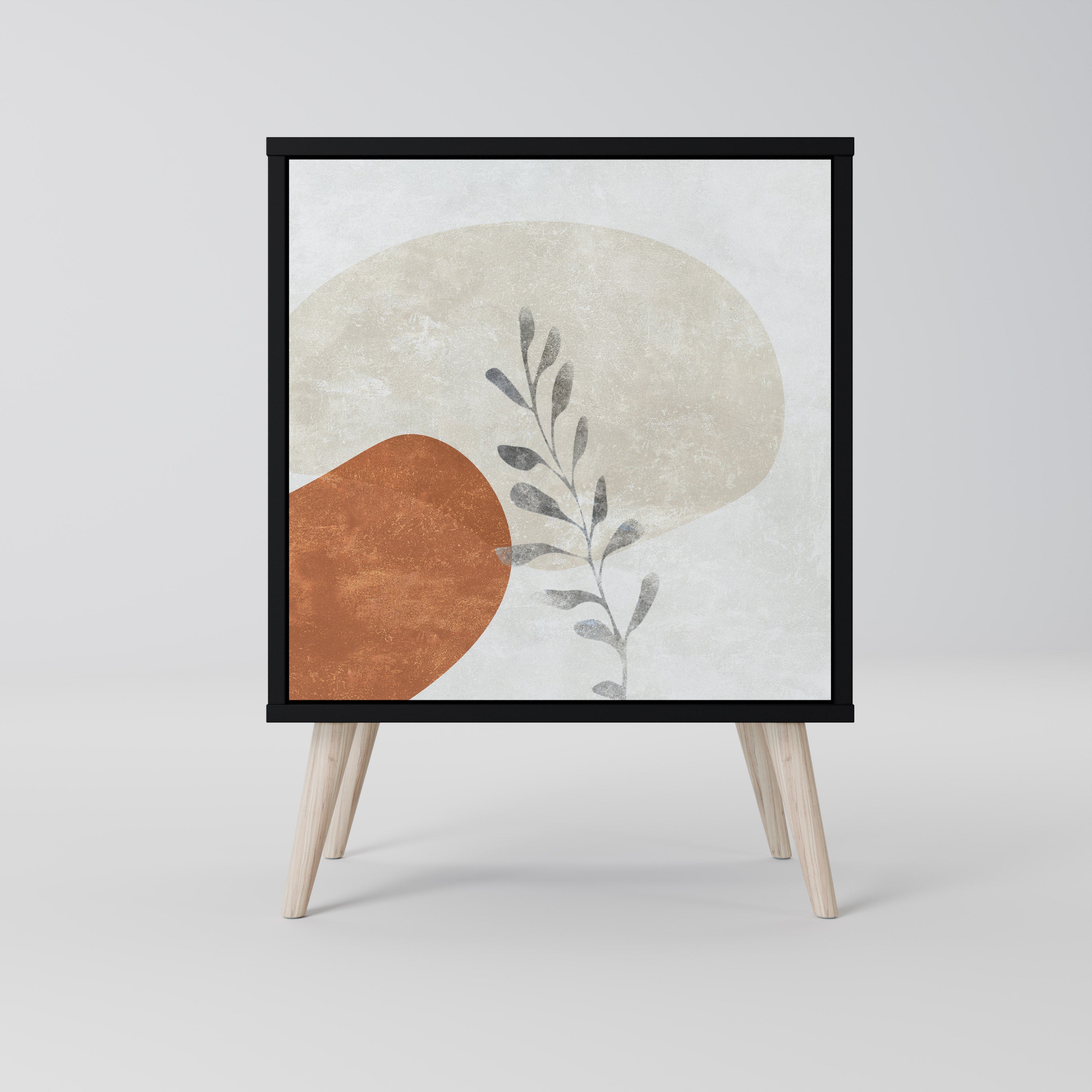 TRANQUIL TWIG Aparador de 1 Porta em Acabamento Preto