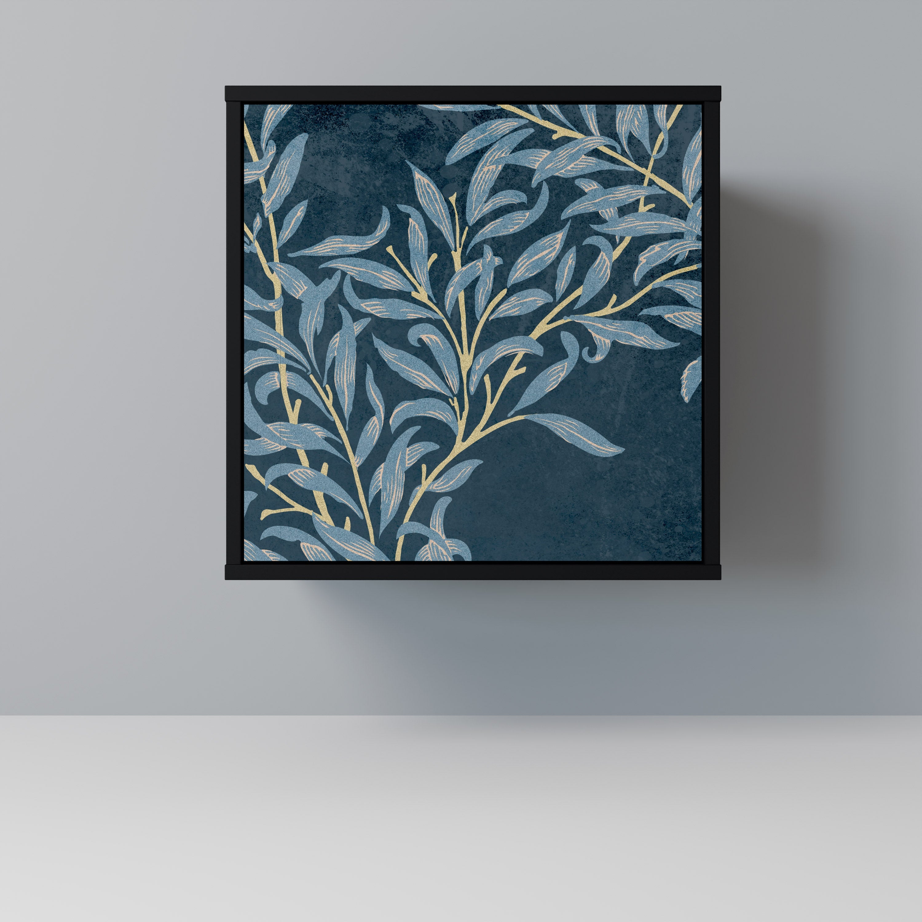 BLUE LEAVES Aparador de 1 Porta em Acabamento Preto