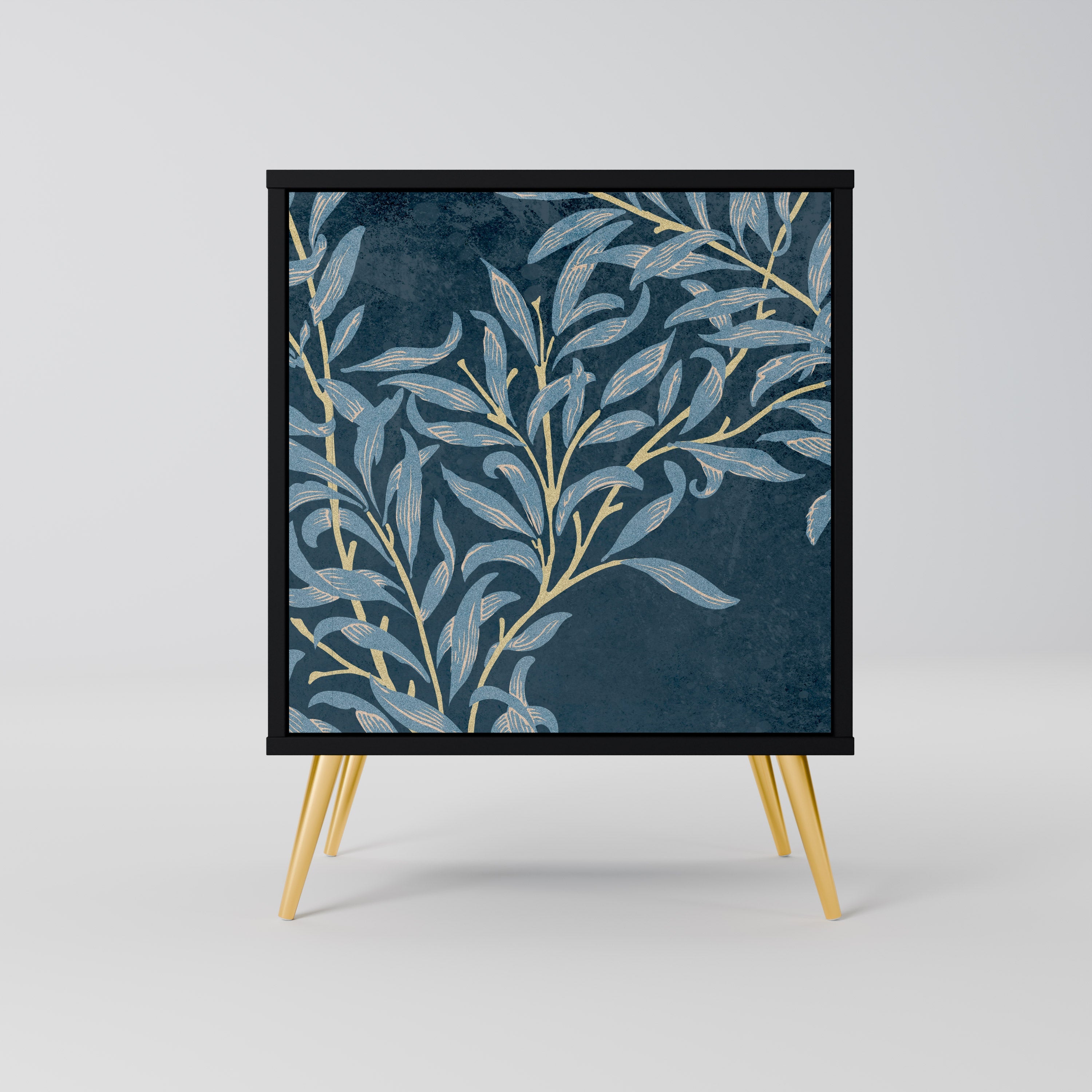 BLUE LEAVES Aparador de 1 Porta em Acabamento Preto