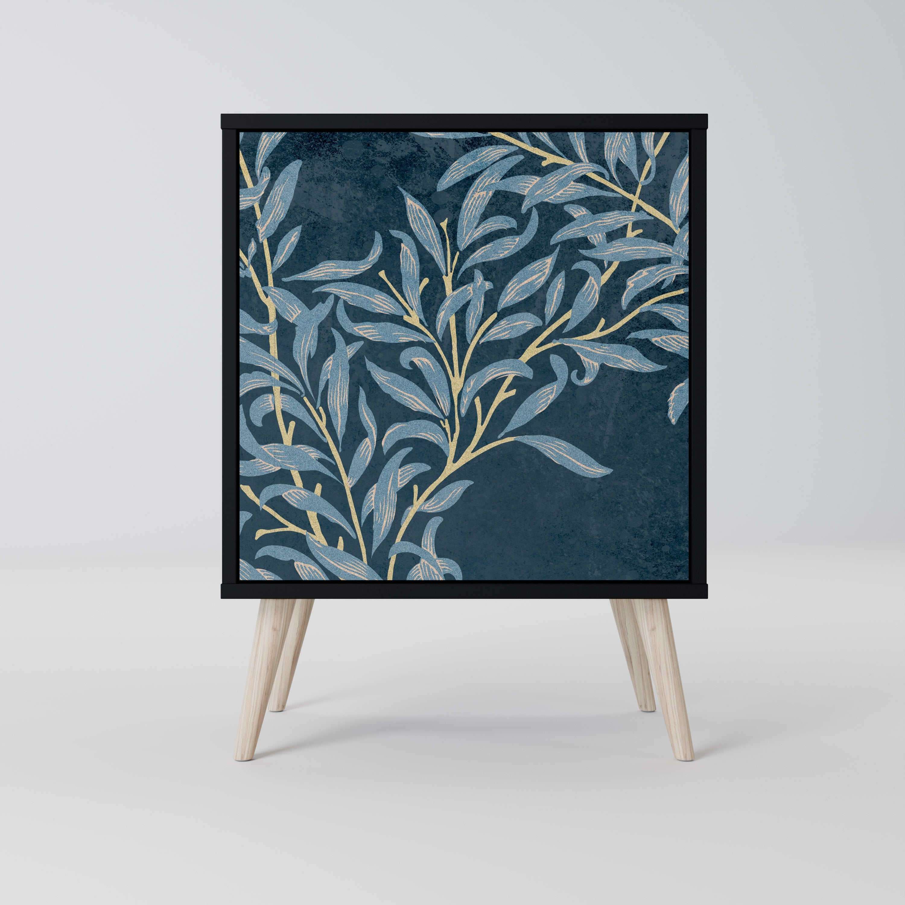 BLUE LEAVES Aparador de 1 Porta em Acabamento Preto