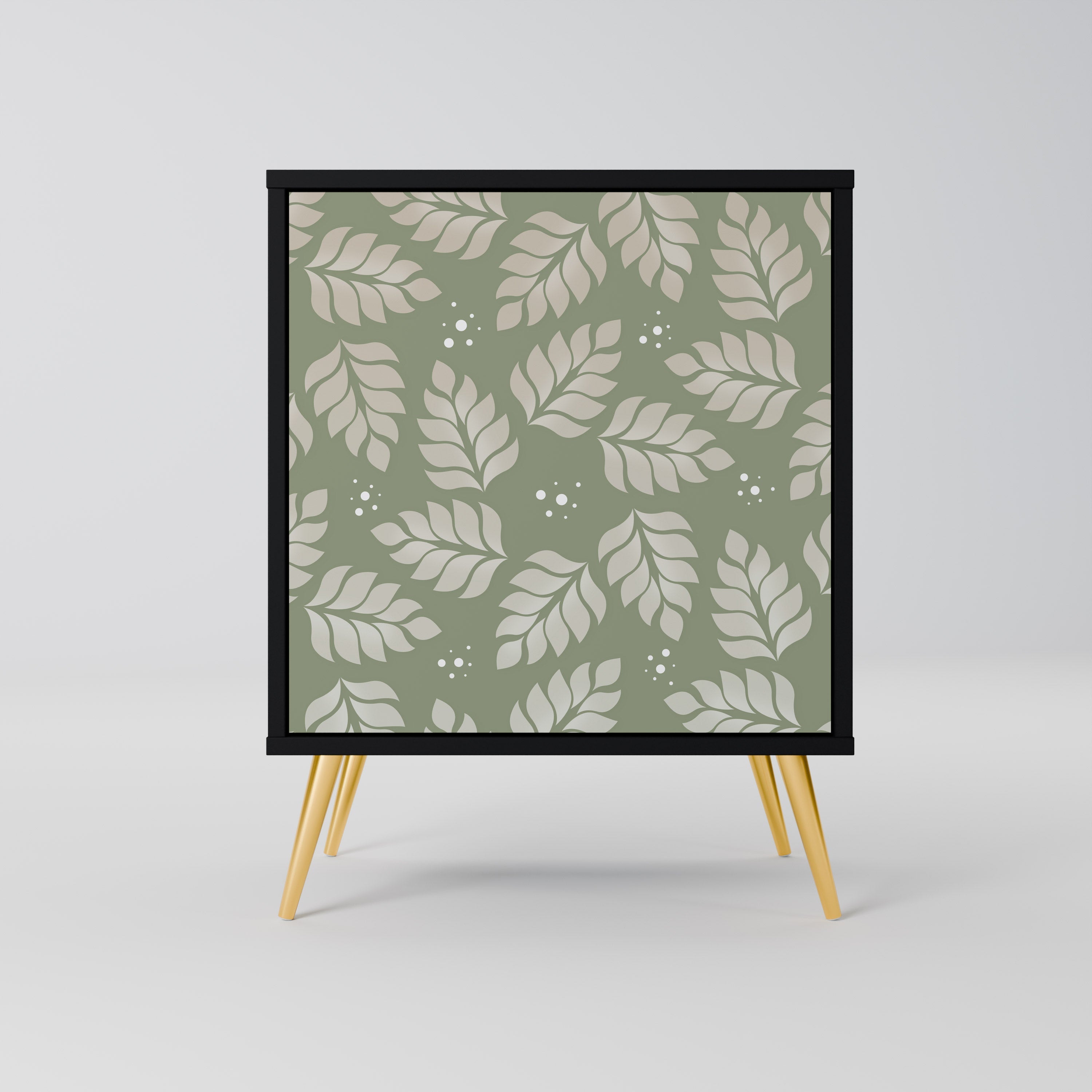 LEAVES ON GREEN Aparador de 1 Porta em Acabamento Preto