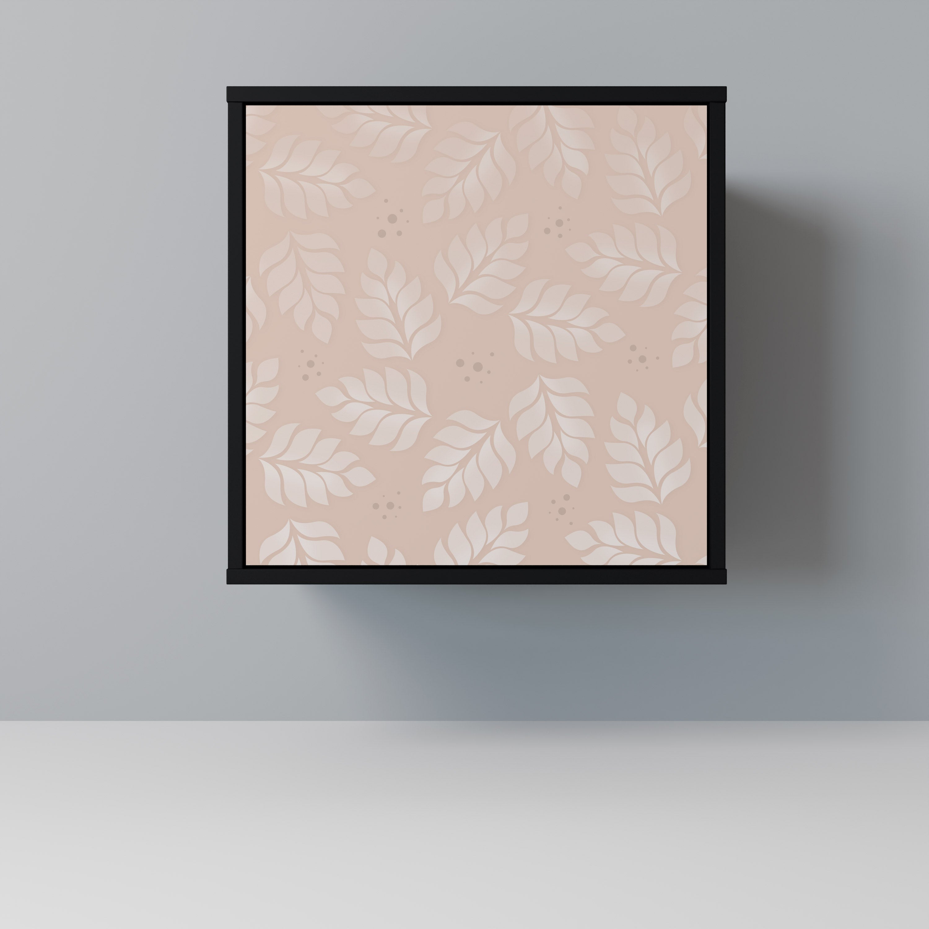 LEAVES ON BEIGE Aparador de 1 Porta em Acabamento Preto