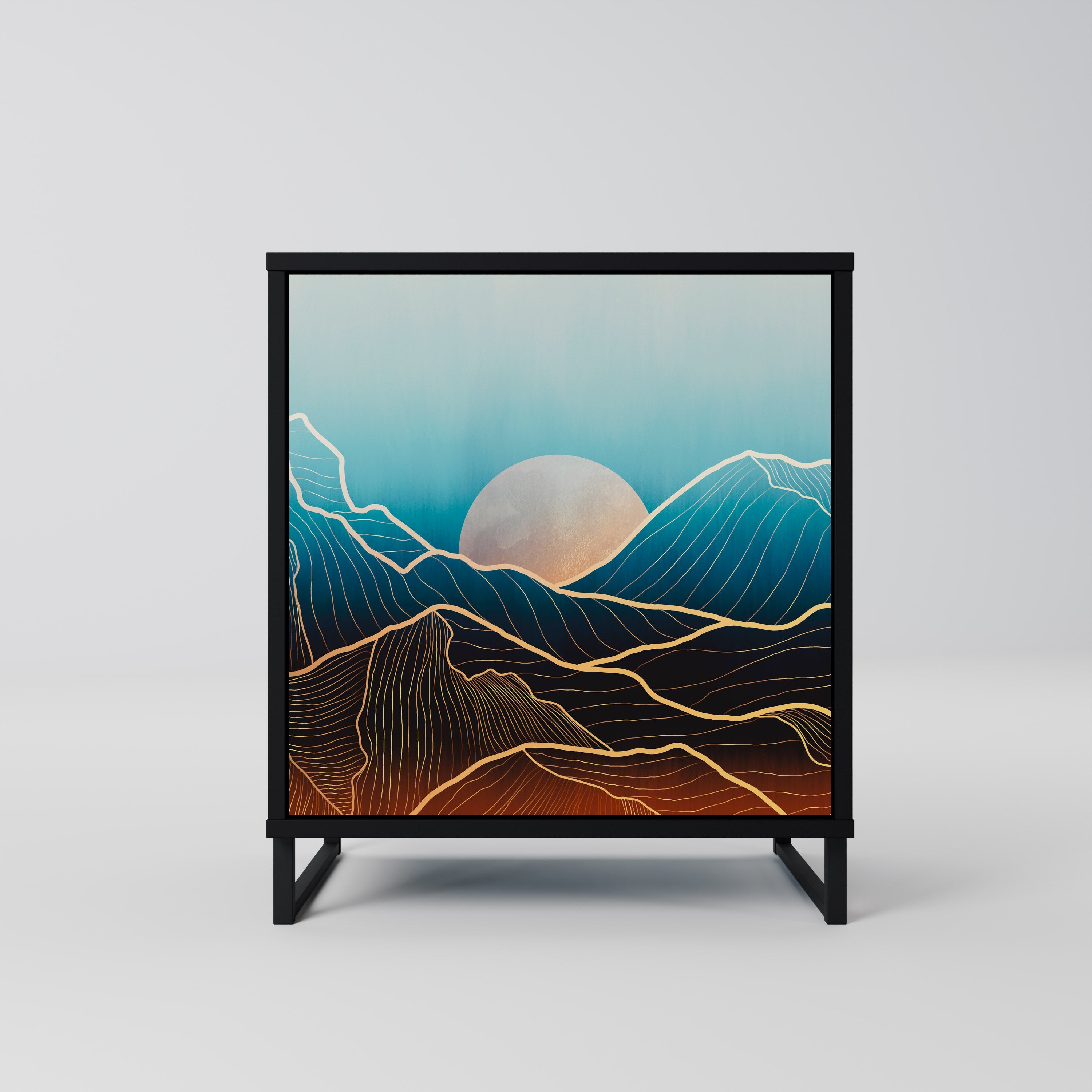 LUNAR SECRETS Aparador de 1 Porta em Acabamento Preto