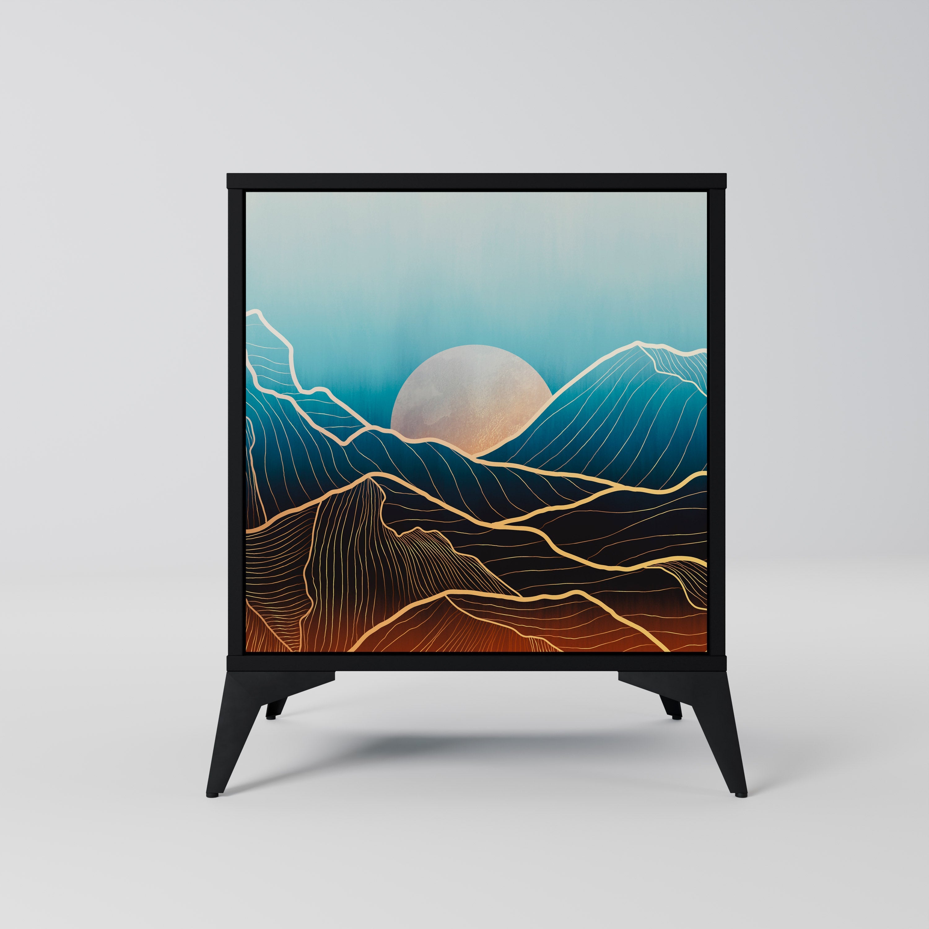 LUNAR SECRETS Aparador de 1 Porta em Acabamento Preto