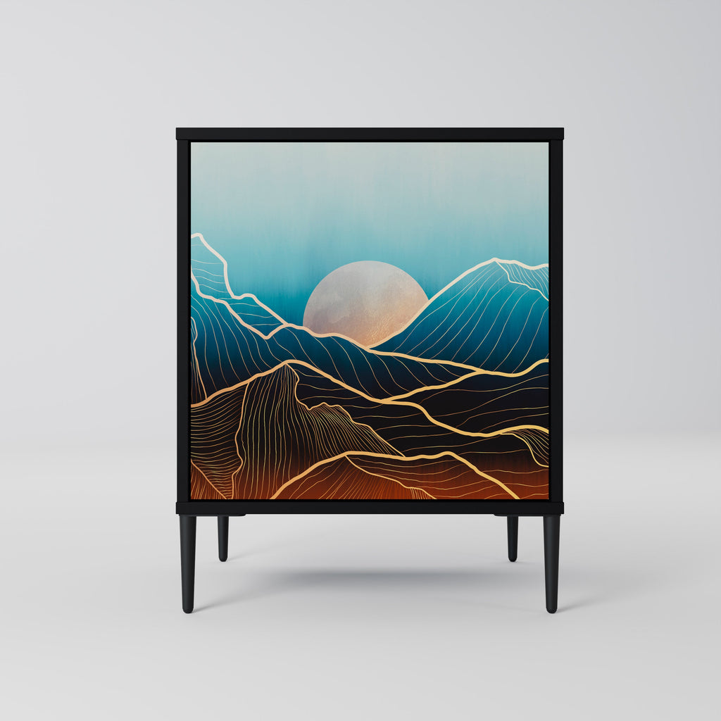 LUNAR SECRETS Aparador de 1 Porta em Acabamento Preto