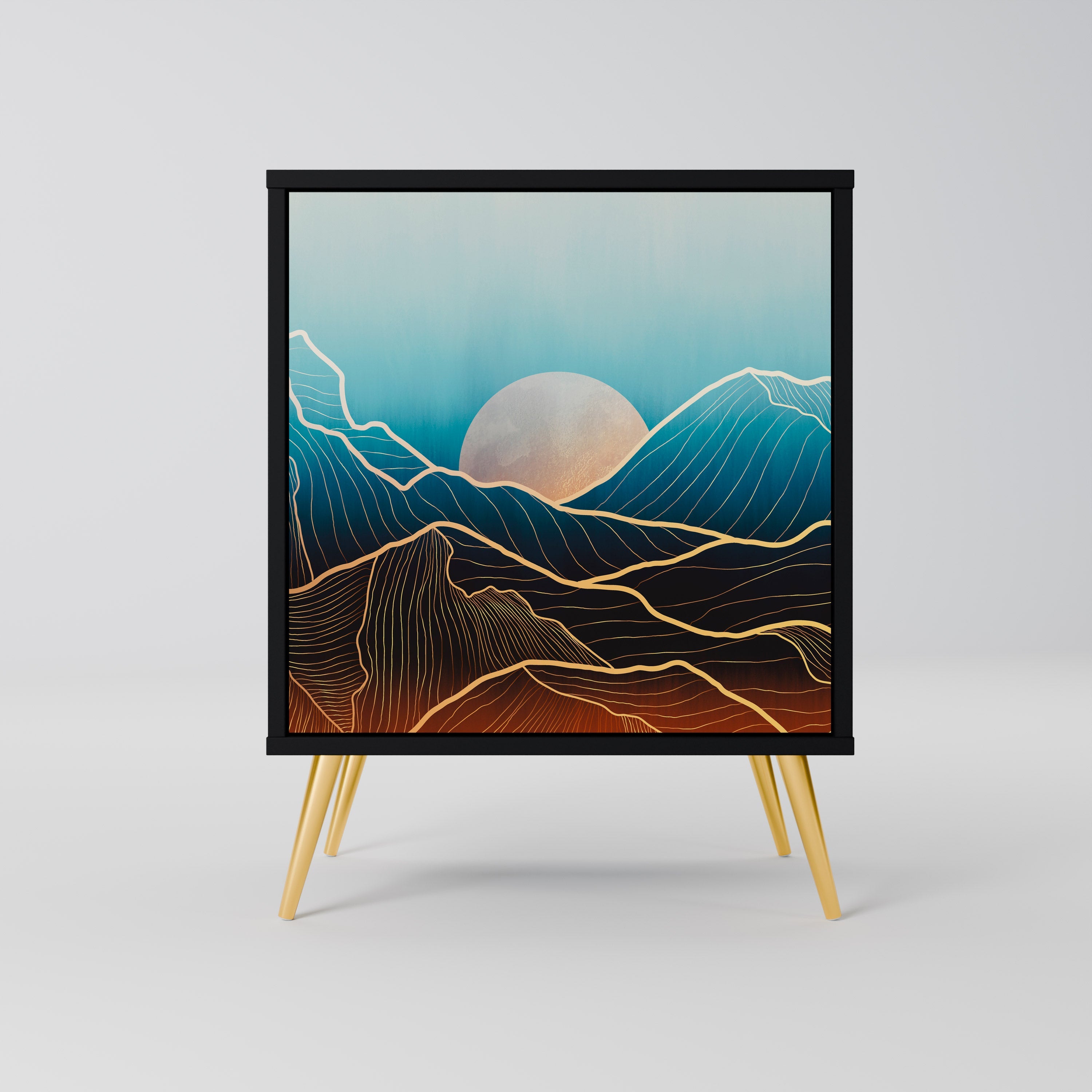 LUNAR SECRETS Aparador de 1 Porta em Acabamento Preto