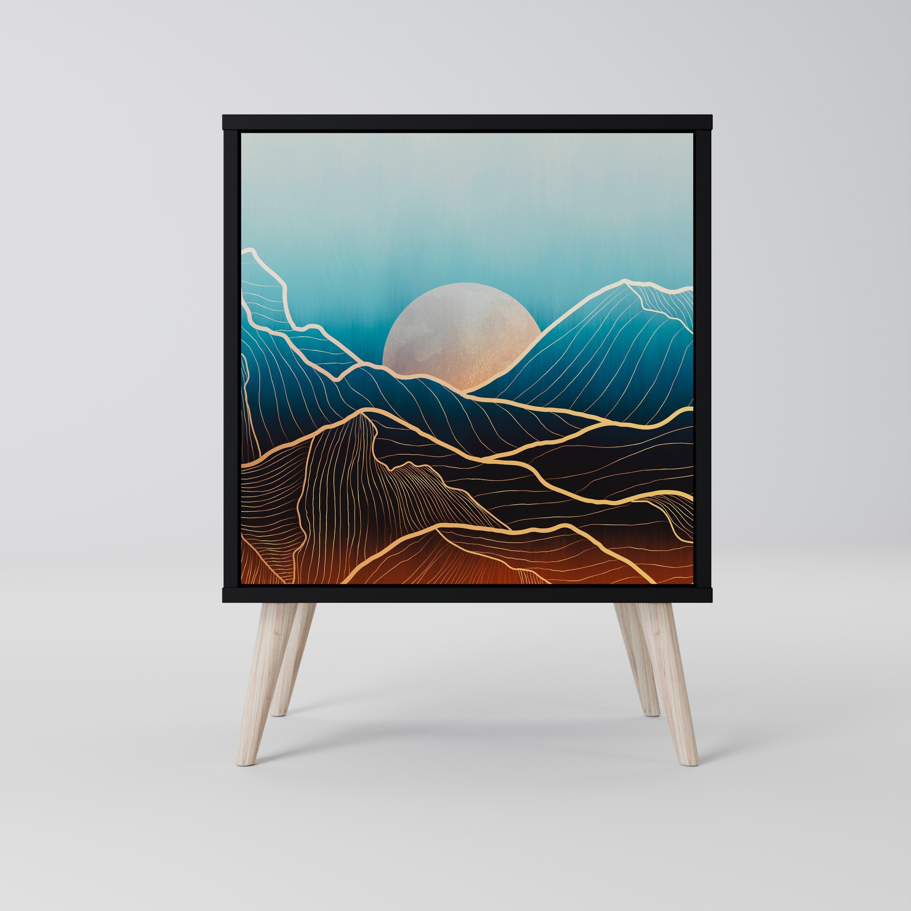 LUNAR SECRETS Aparador de 1 Porta em Acabamento Preto