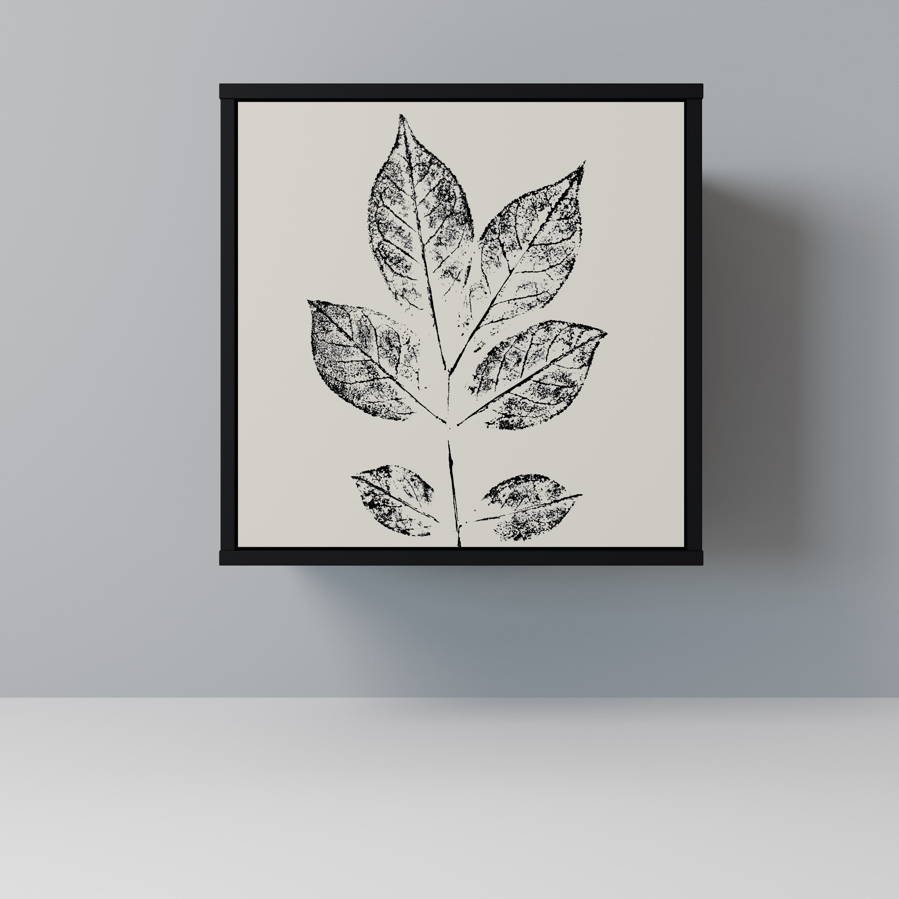 LEAFY STAMPS Aparador de 1 Porta em Acabamento Preto