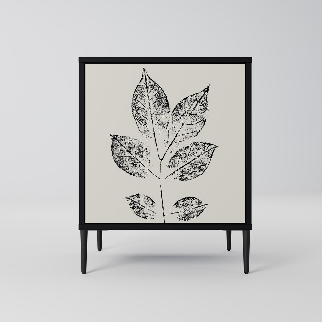 LEAFY STAMPS Aparador de 1 Porta em Acabamento Preto