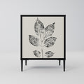 LEAFY STAMPS Aparador de 1 Porta em Acabamento Preto