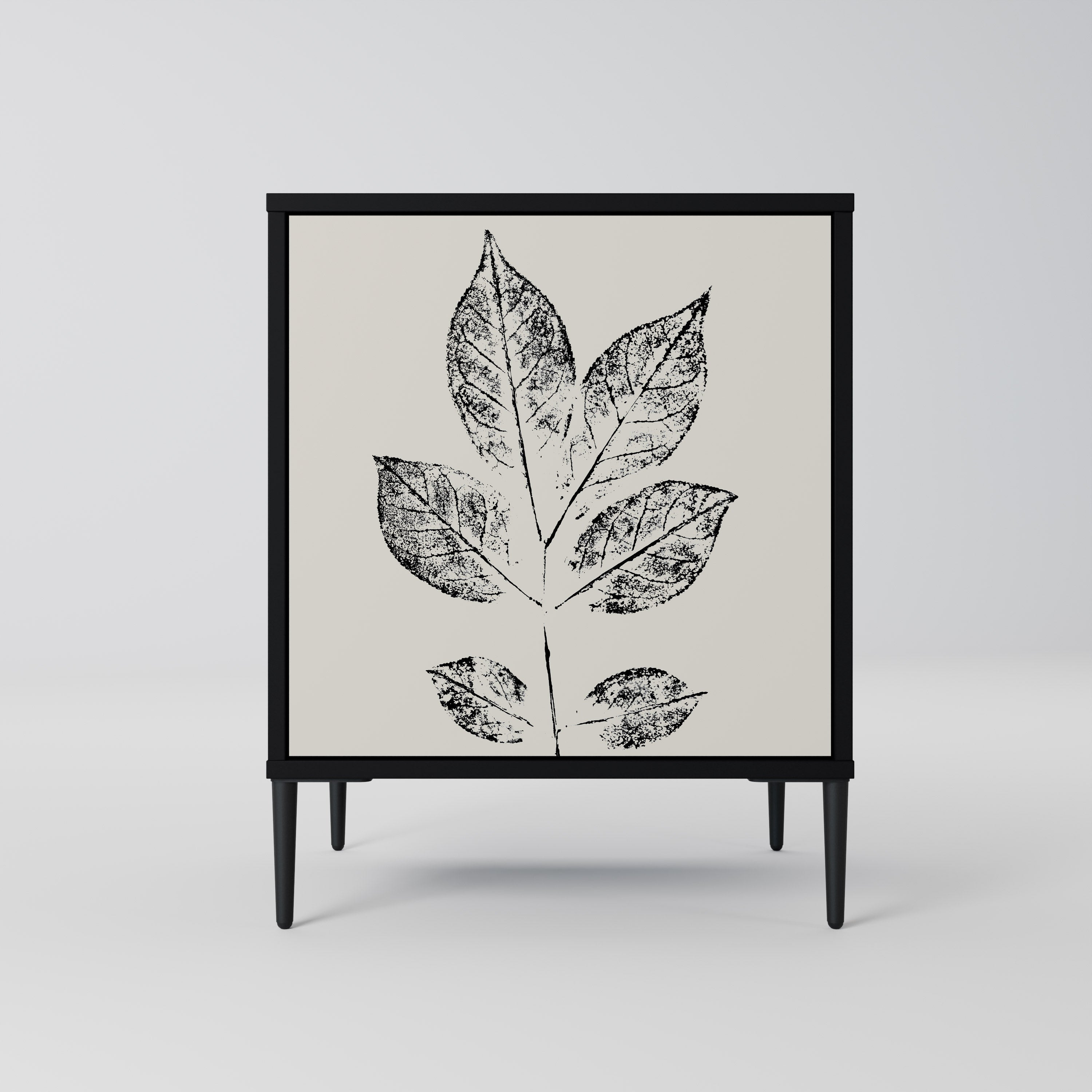 LEAFY STAMPS Aparador de 1 Porta em Acabamento Preto