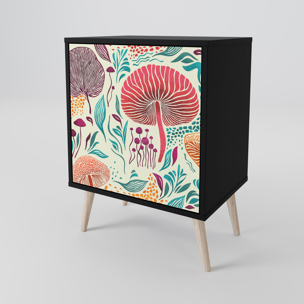 FUNGUS FANTASY Aparador de 1 Porta em Acabamento Preto