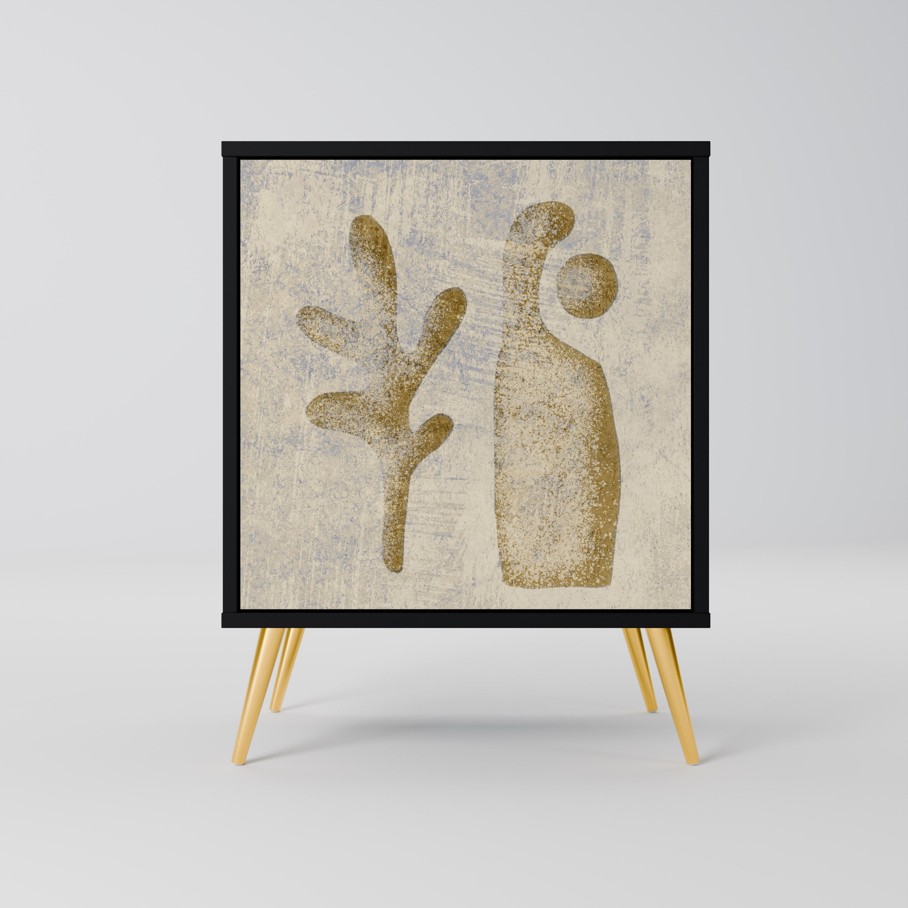 SAND SCULPTURES Aparador de 1 Porta em Acabamento Preto