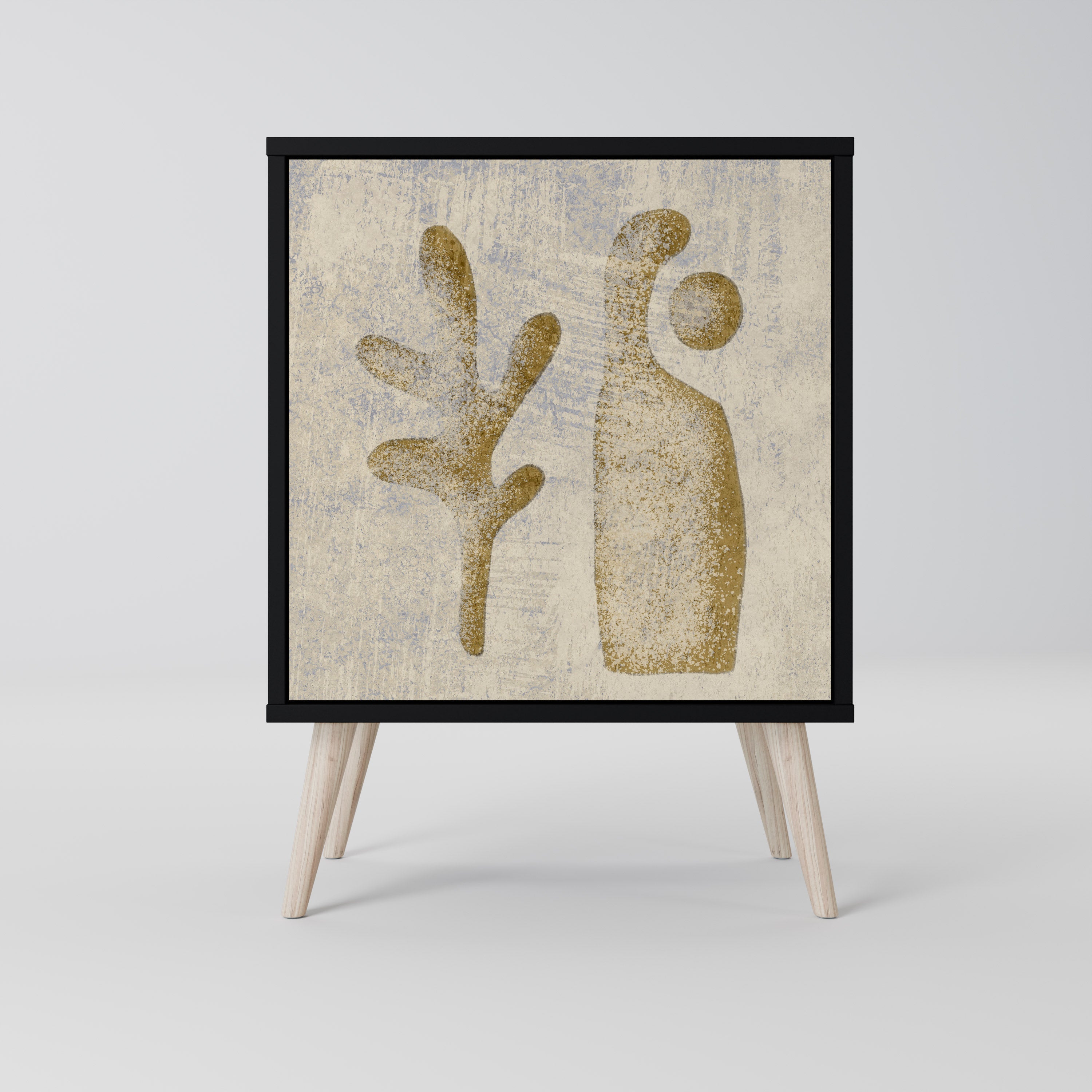 SAND SCULPTURES Aparador de 1 Porta em Acabamento Preto