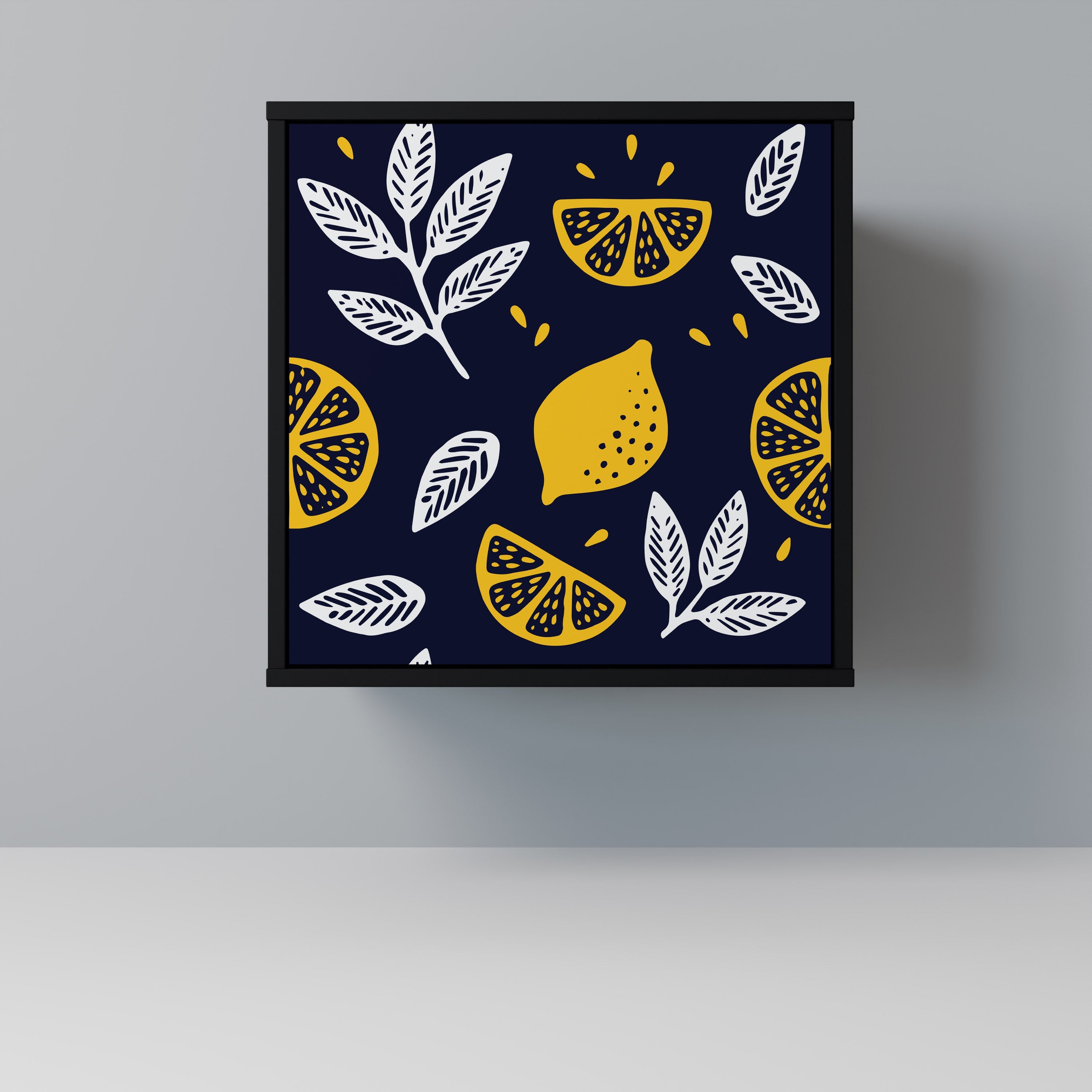 CITRUS BLACK AND WHITE Aparador de 1 Porta em Acabamento Preto